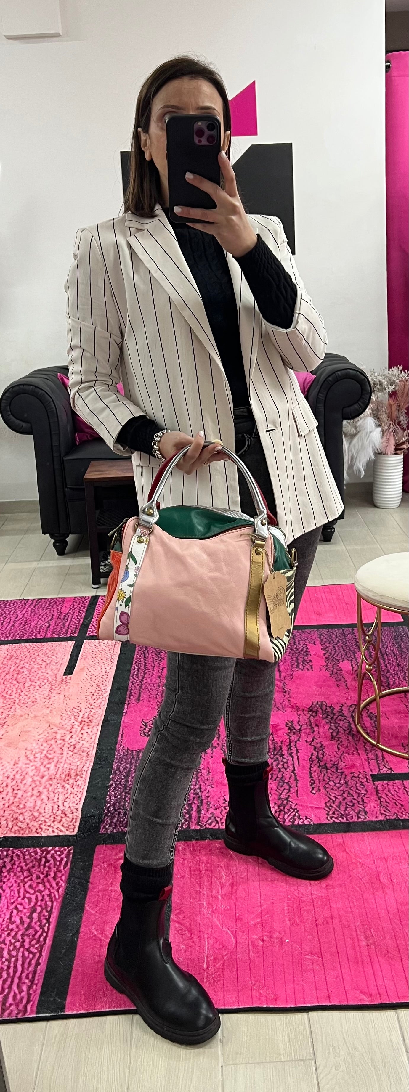 Country quadrotta patchwork righe verde e oro