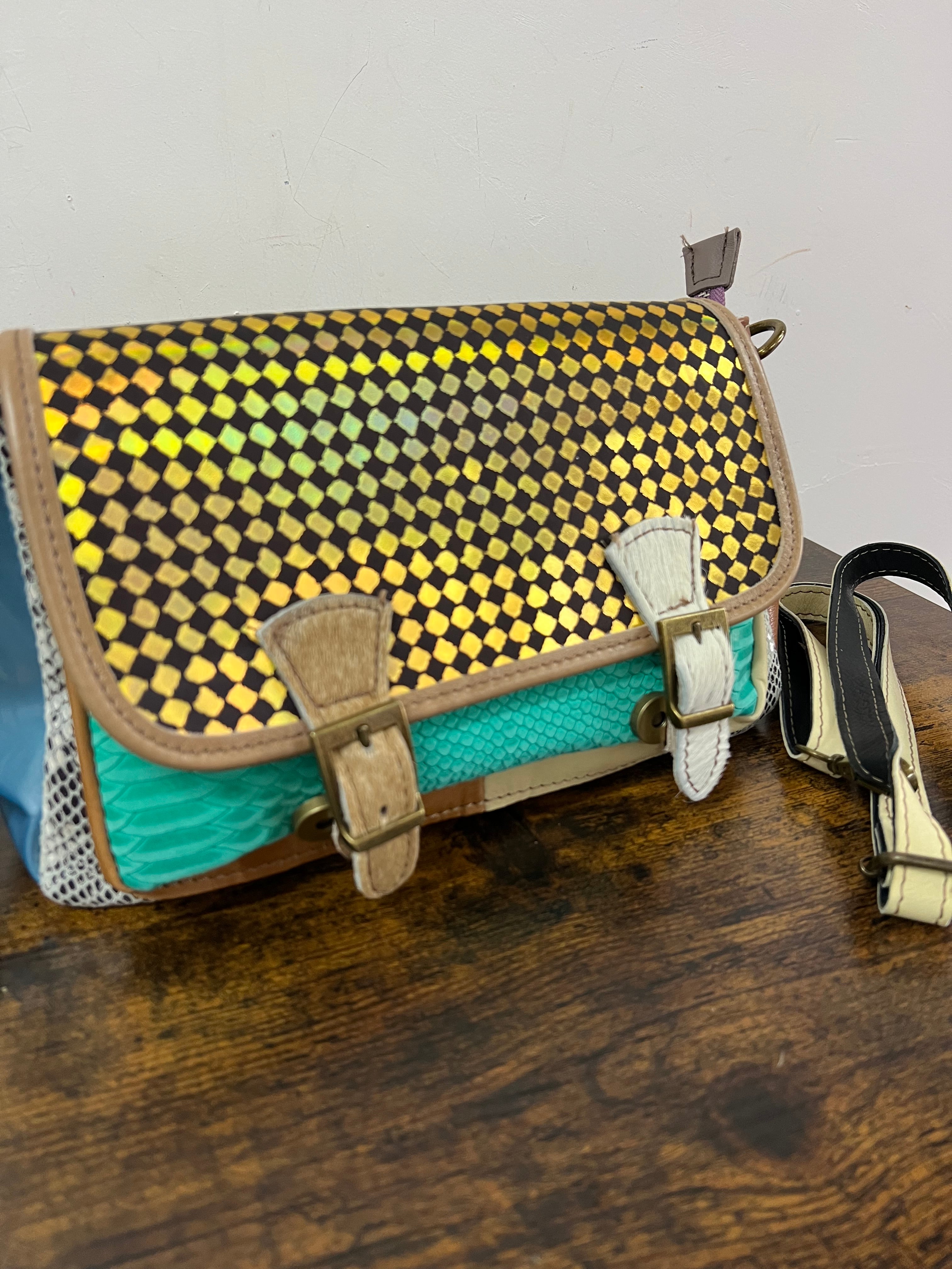 Country cartella patchwork quadri oro