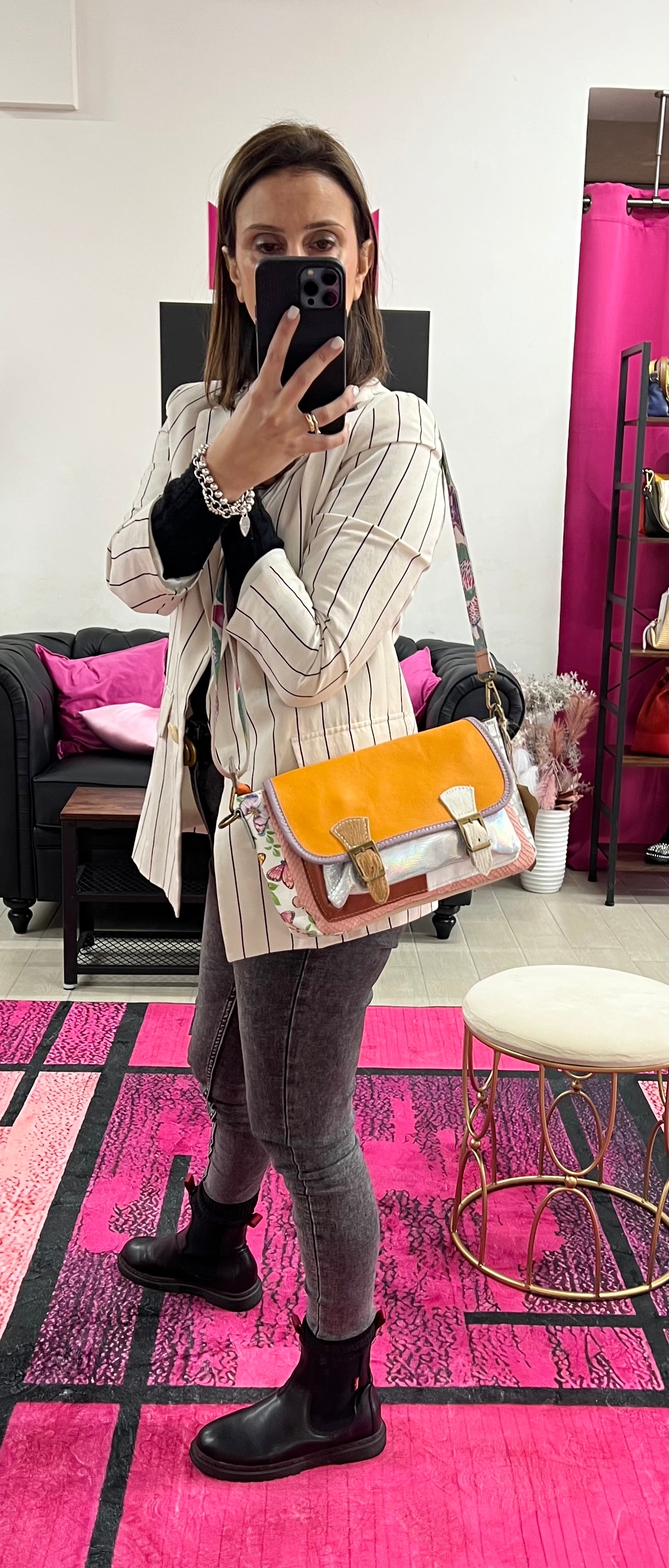 Country cartella patchwork arancio