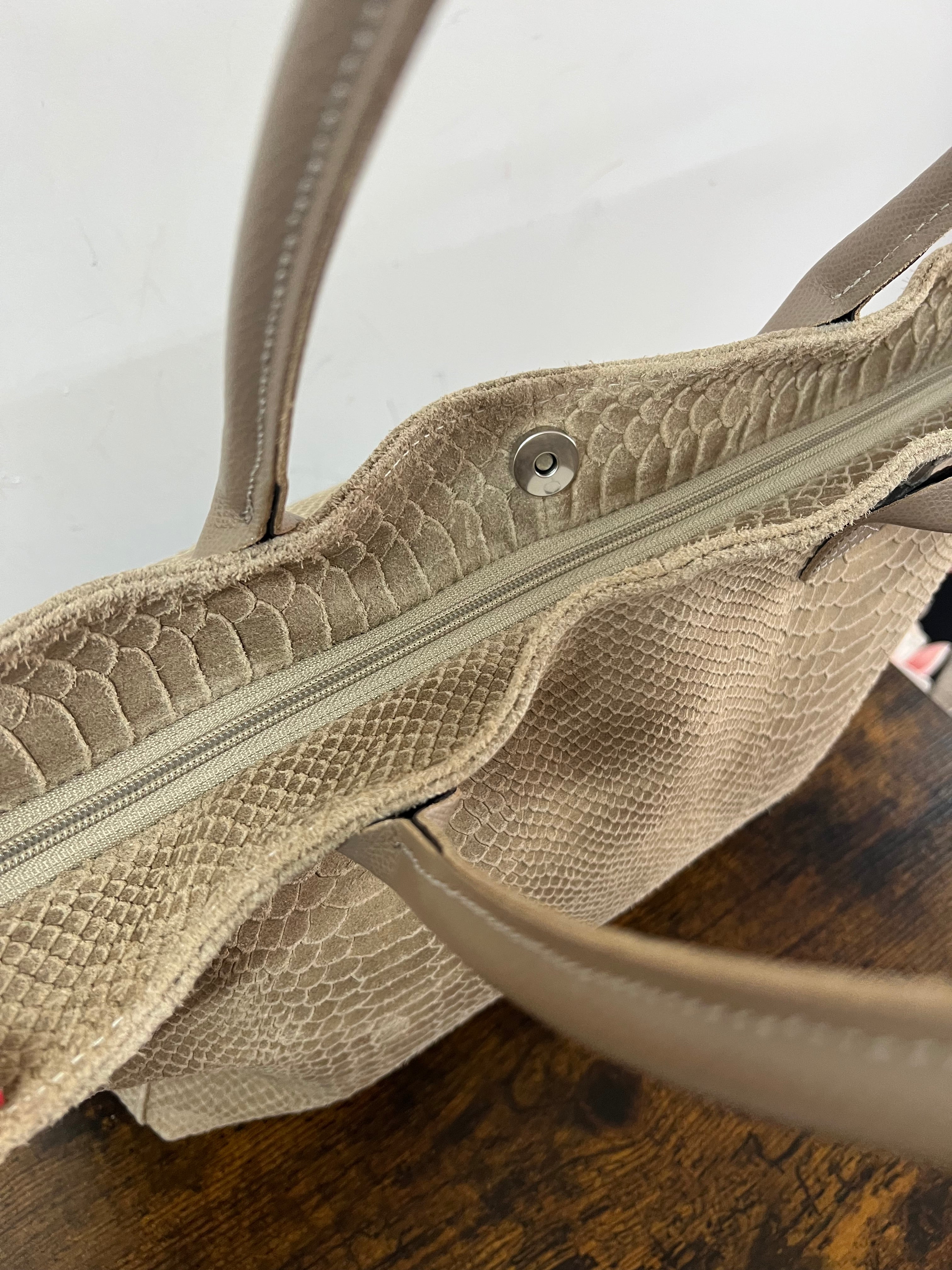 Dove grey crocodile effect tote bag