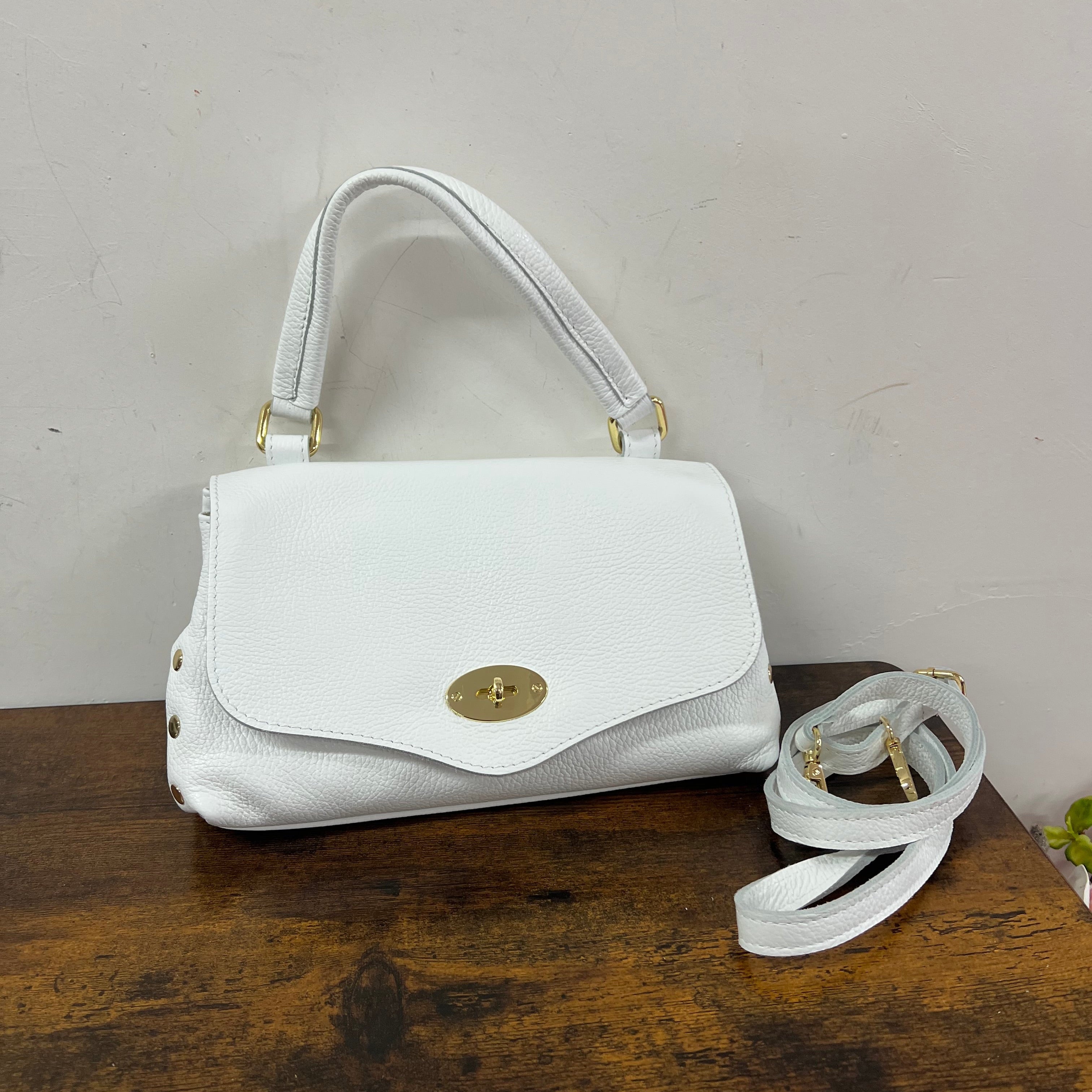 Country bag monocolore midi bianco