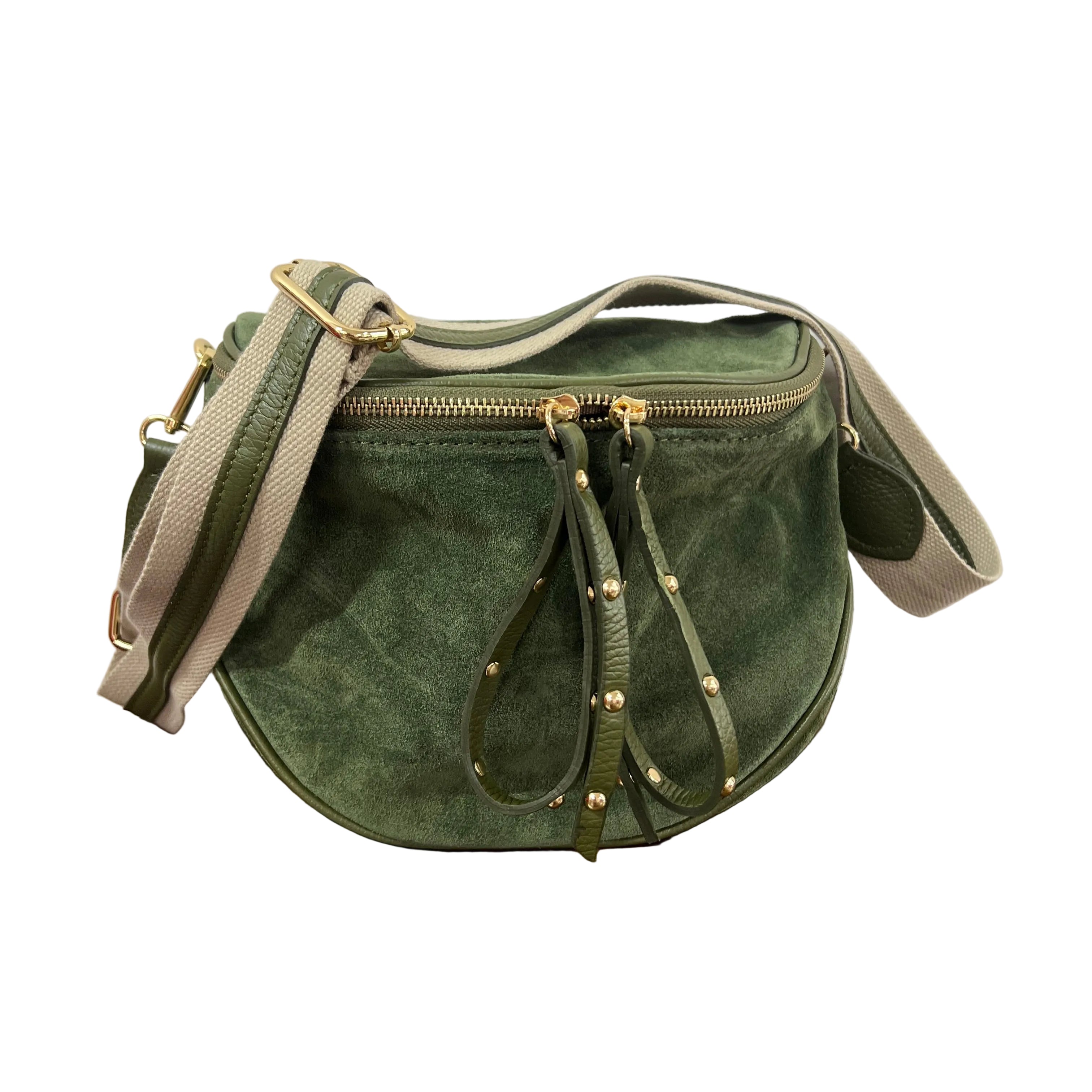 Marsupione z suede verde militare