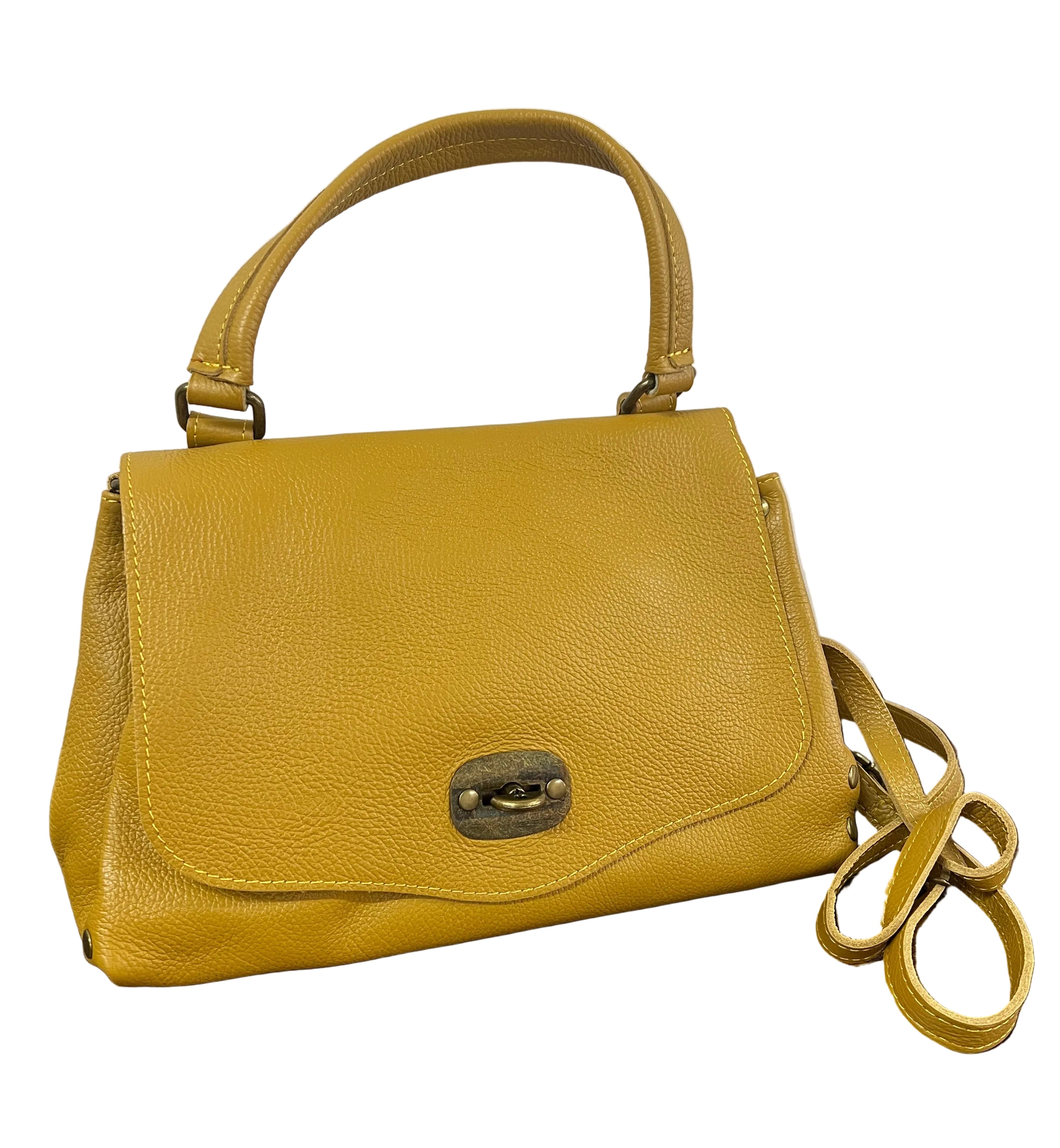 Country bag monocolore z media senape