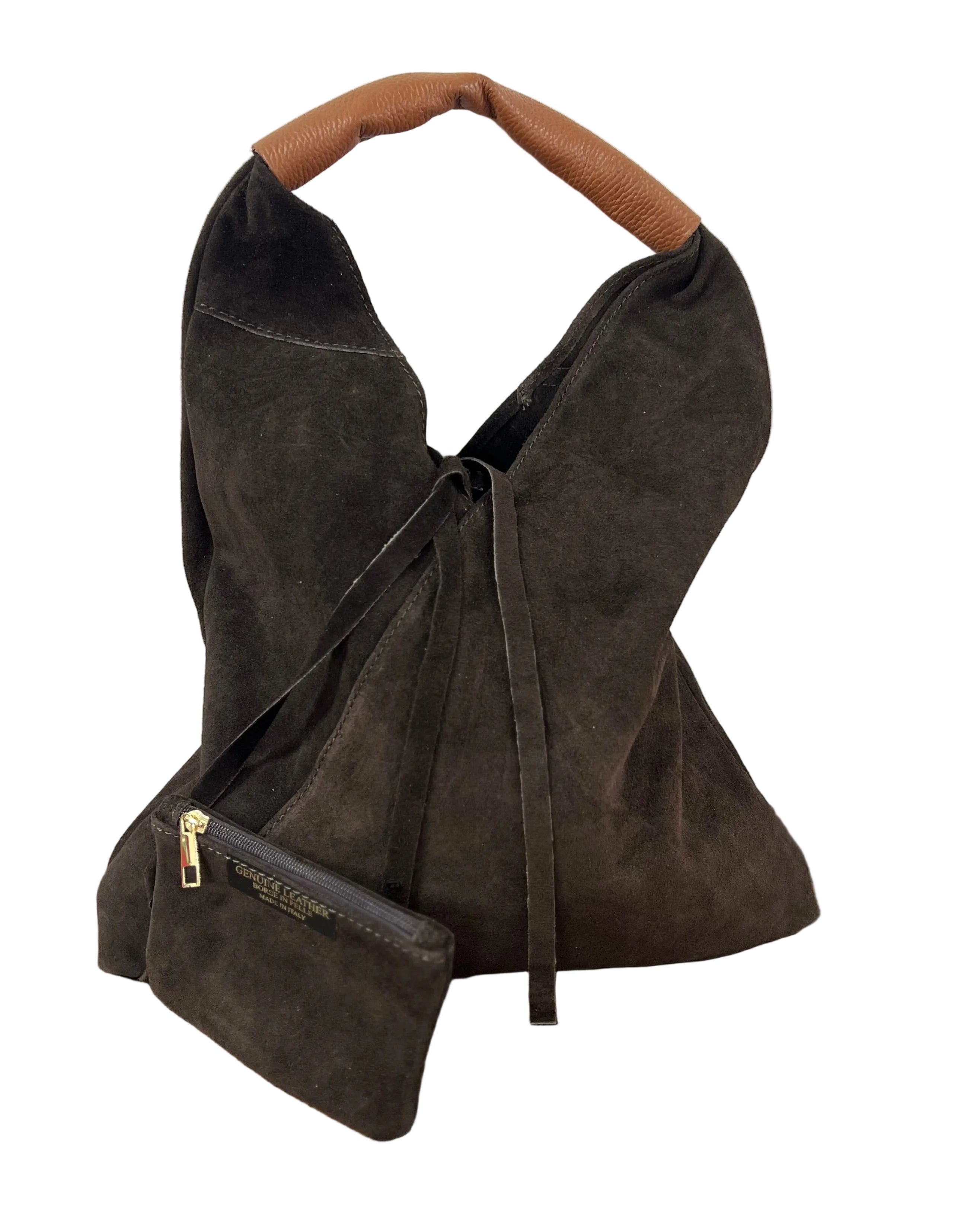 Shopper z Michela pelle suede testa di moro
