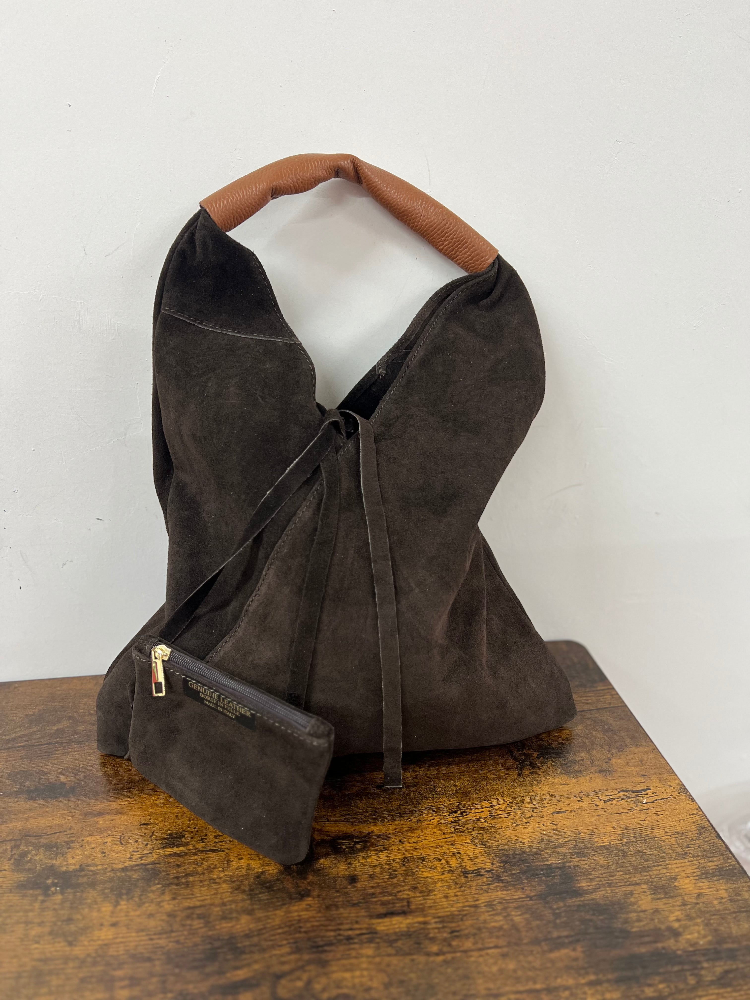 Shopper bag by Michela in dark brown suede leather