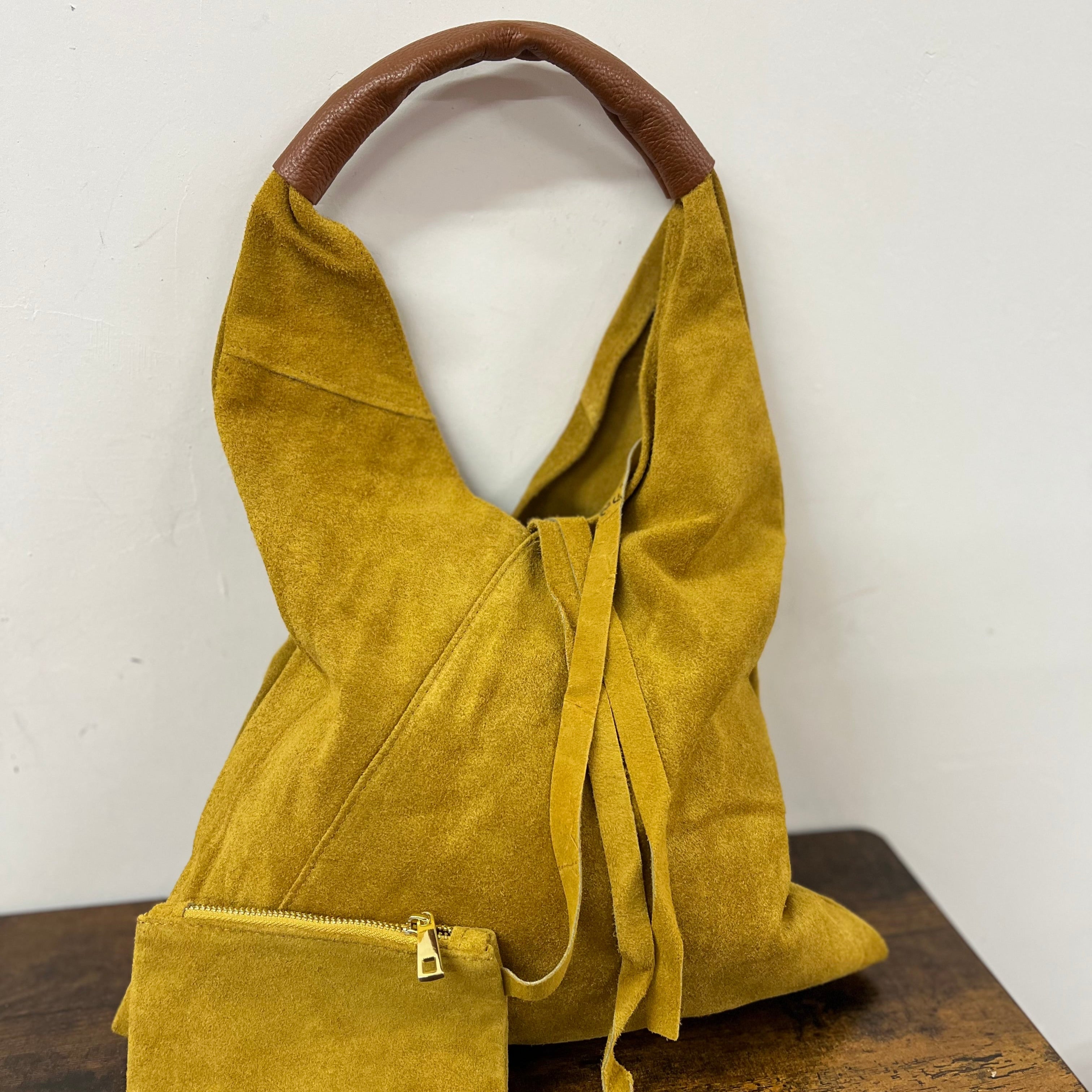 Shopper bag by Michela mustard suede leather