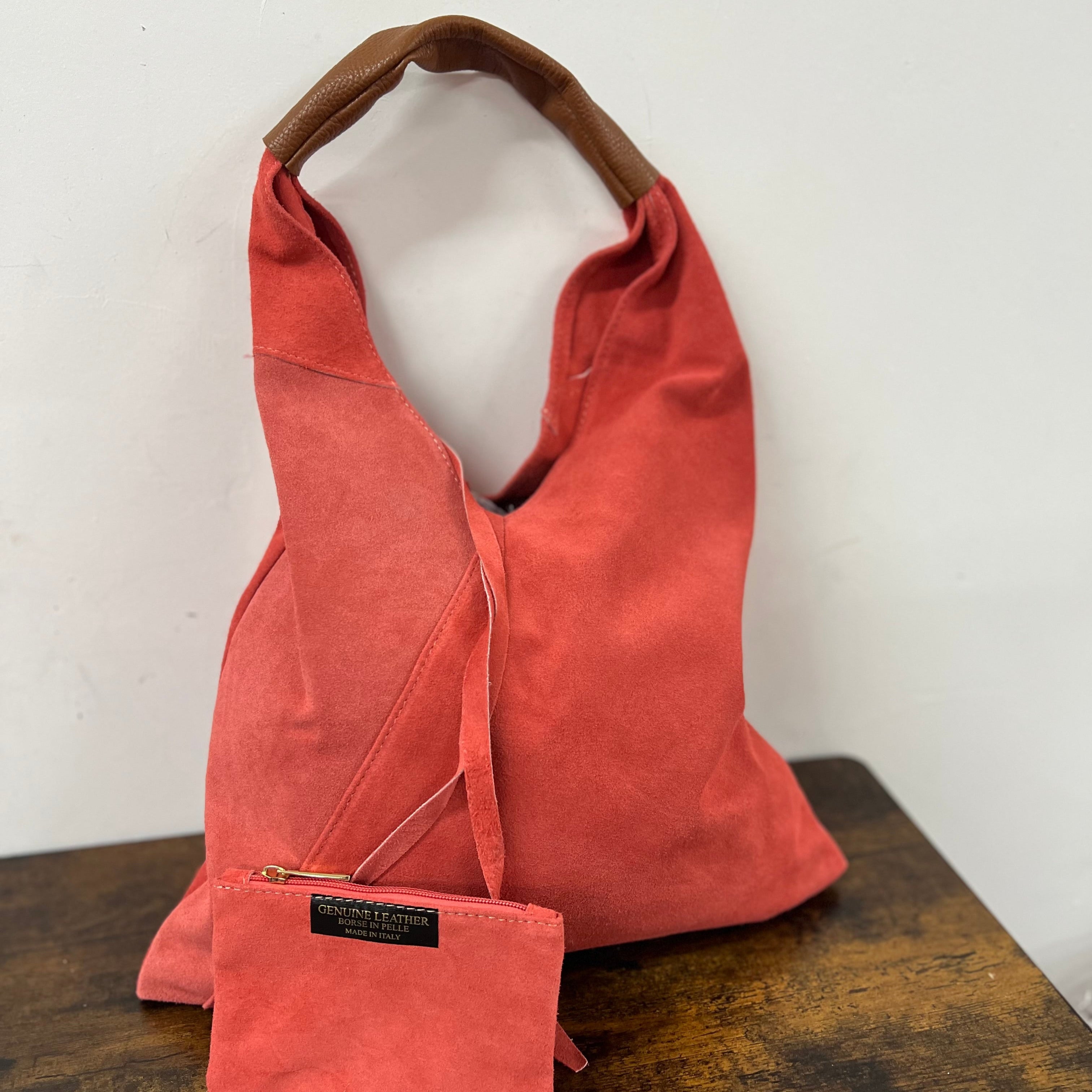 Shopper bag by Michela in coral suede