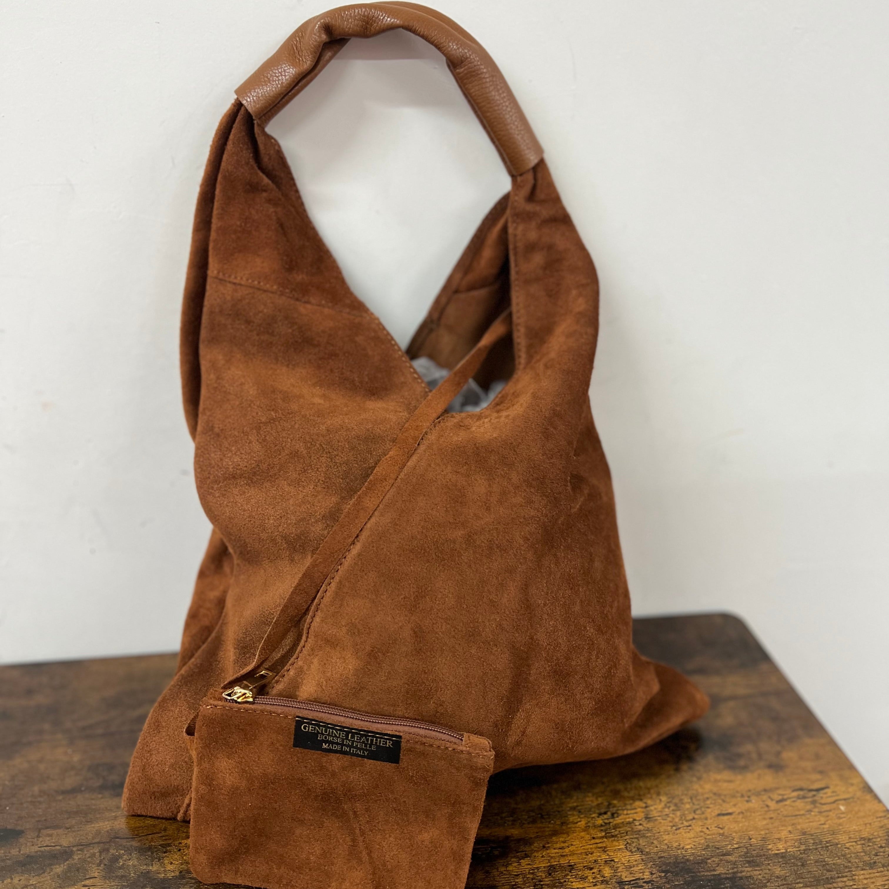 Dark leather suede shopper with Michela