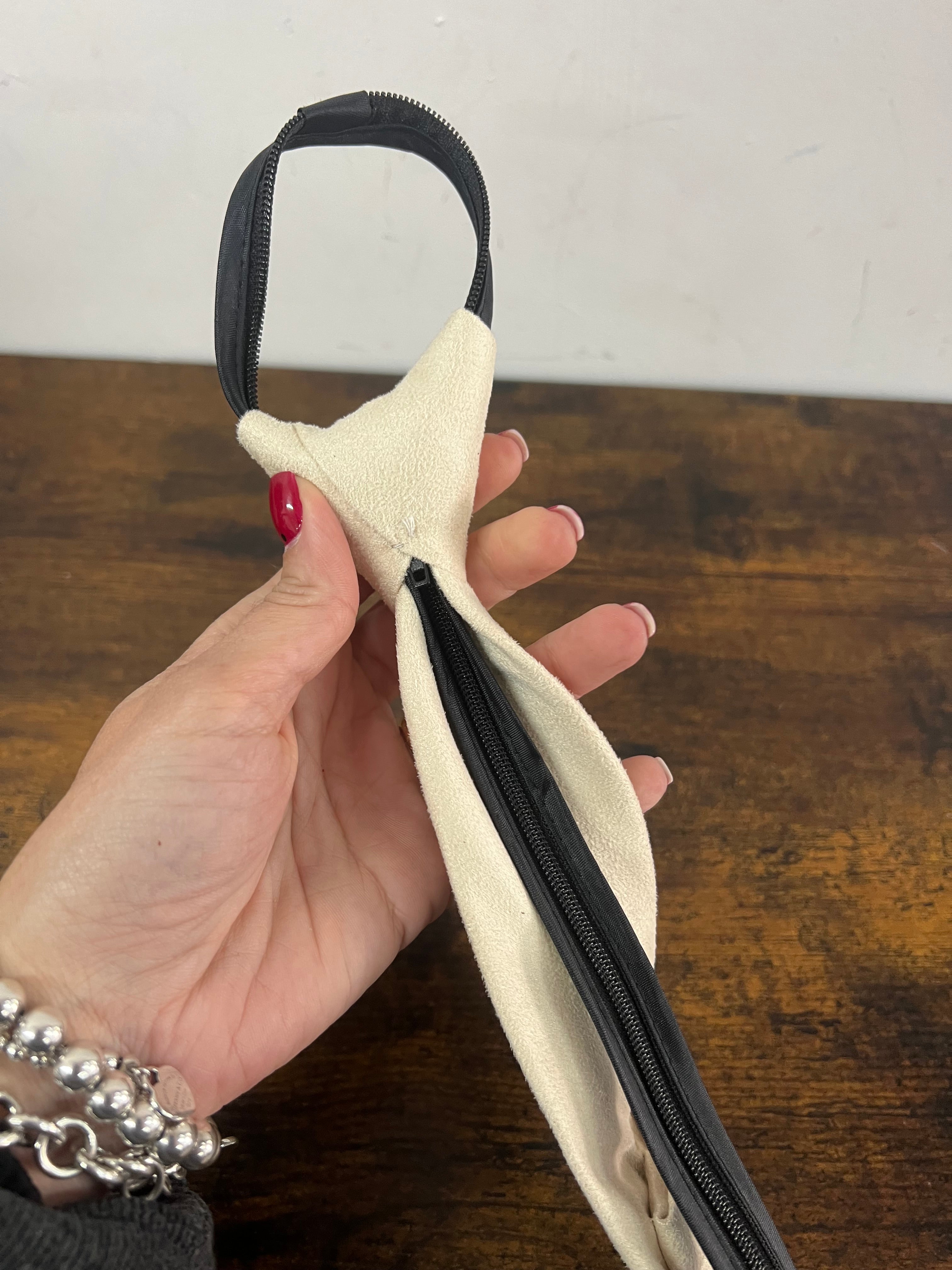 Cream suede tie