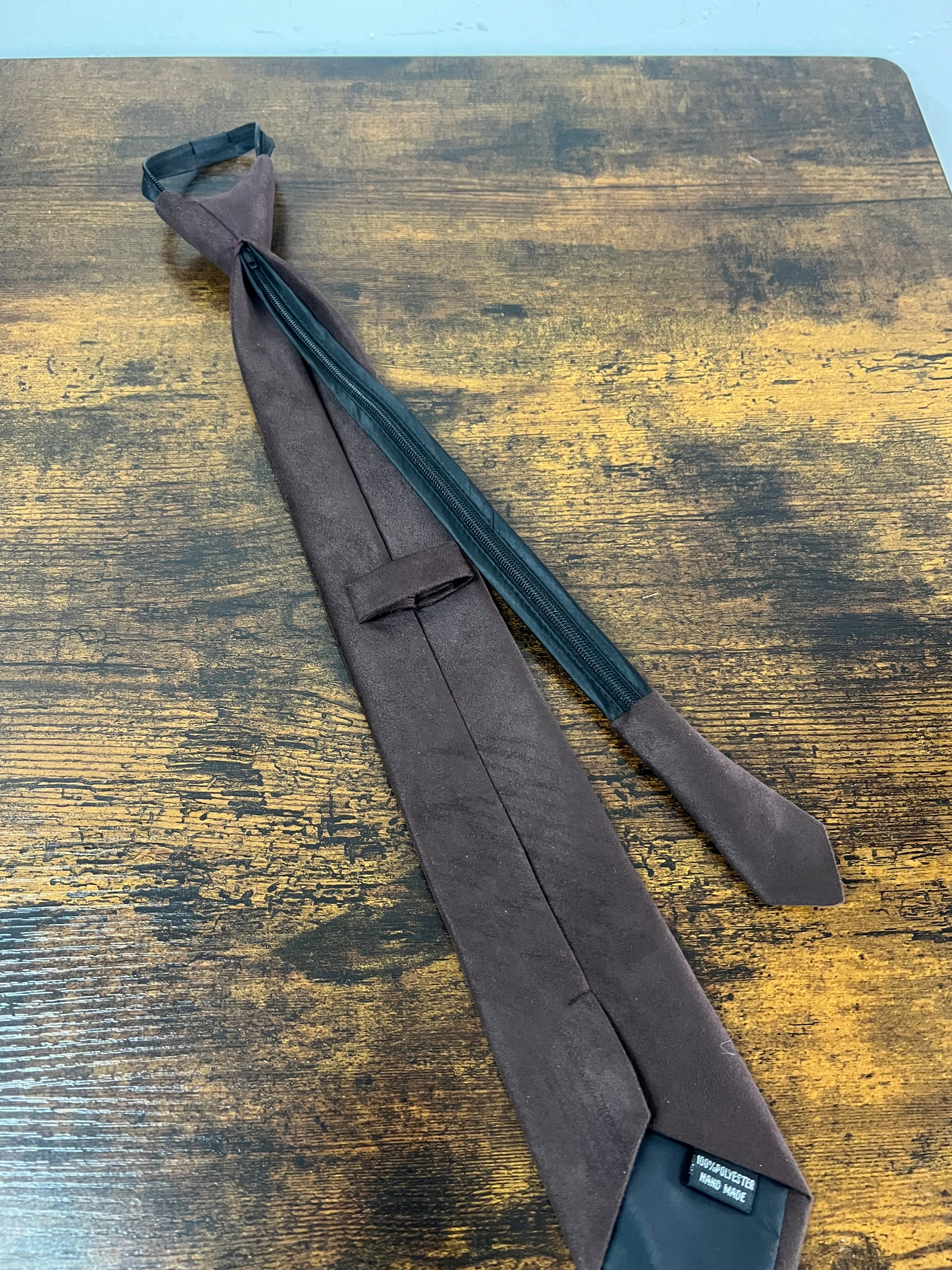 Dark brown suede tie