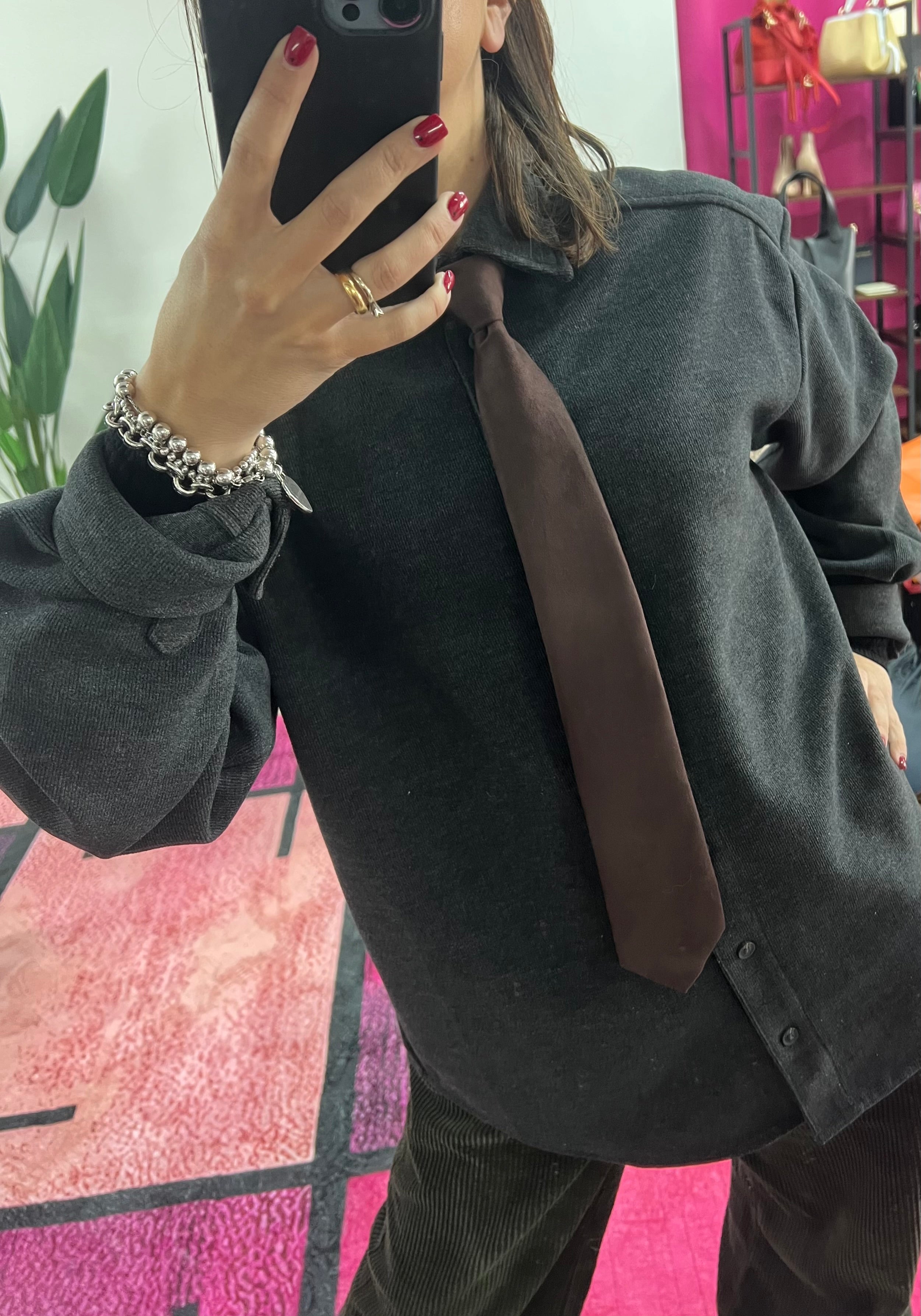 Dark brown suede tie
