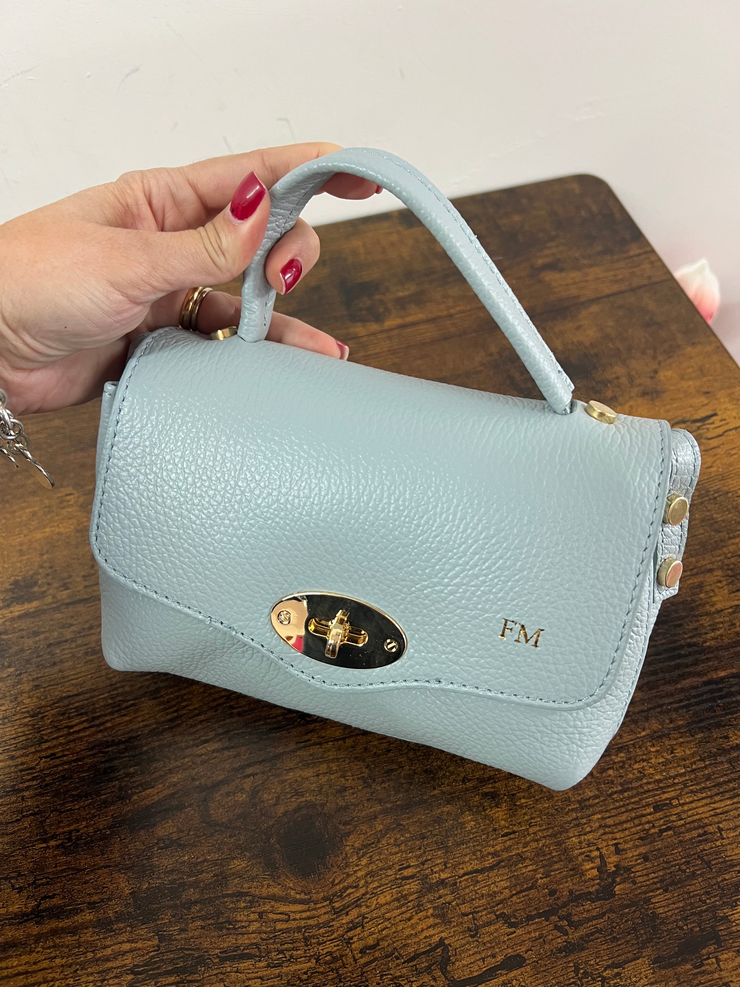 Country bag monocolore z pocket celeste