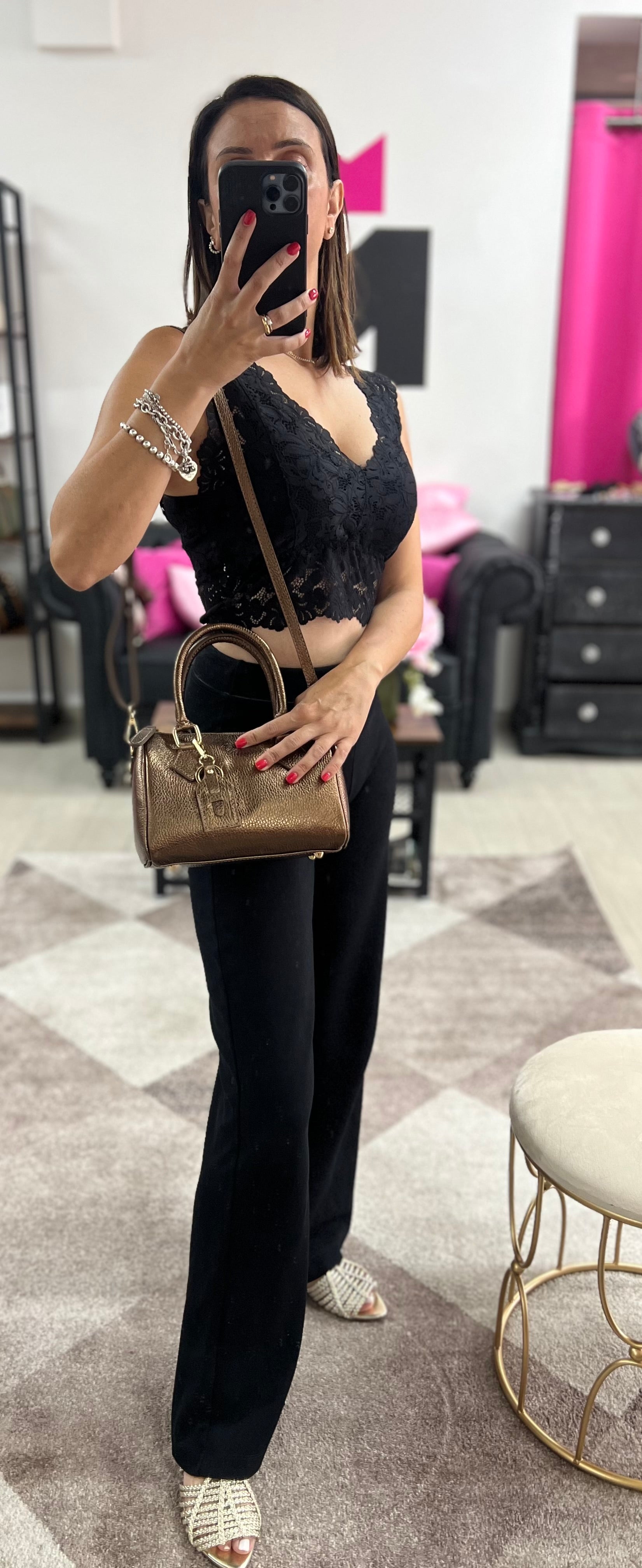 Bauletto mini lam bronzo
