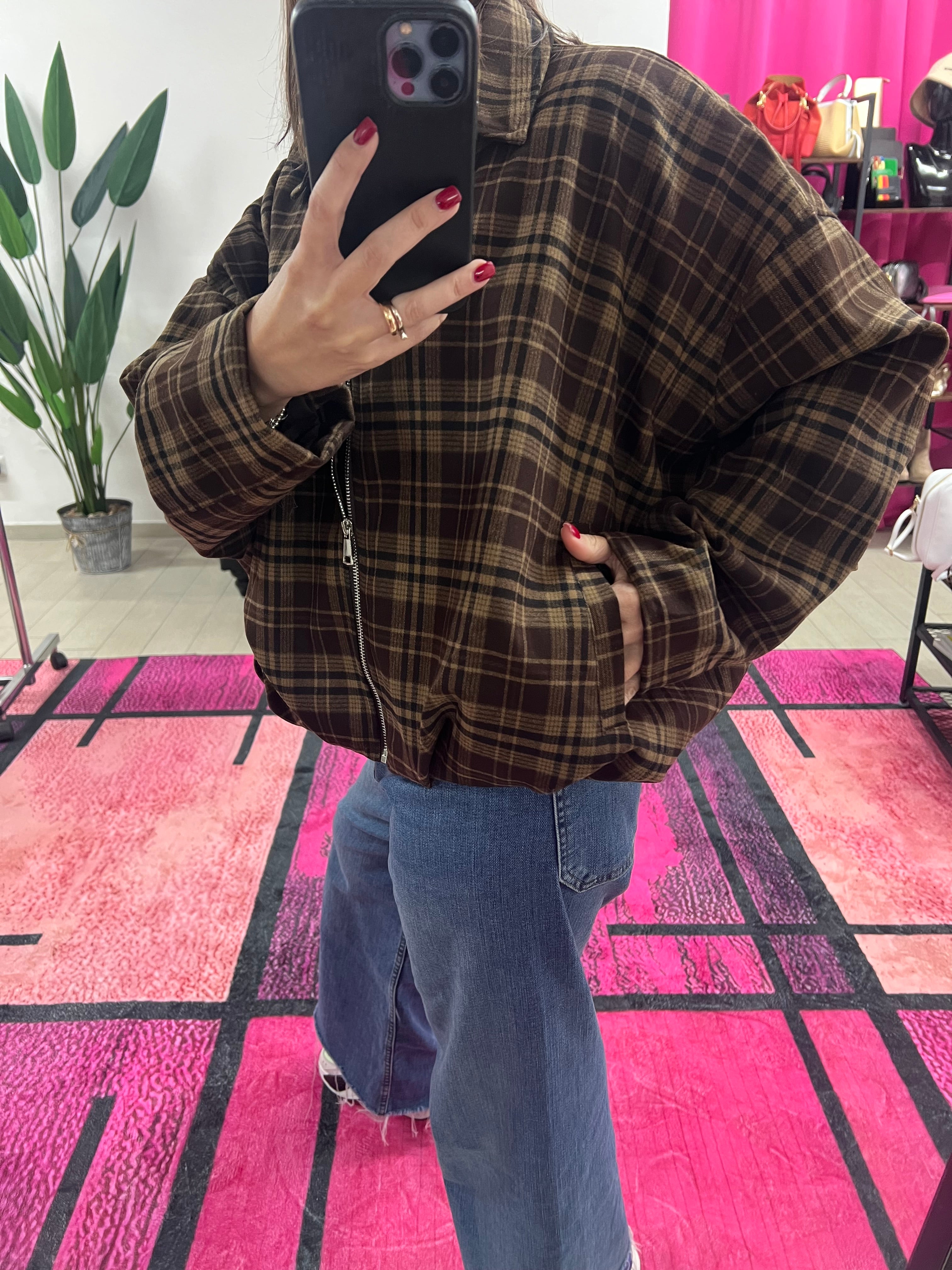 Bomber tartan testa di moro