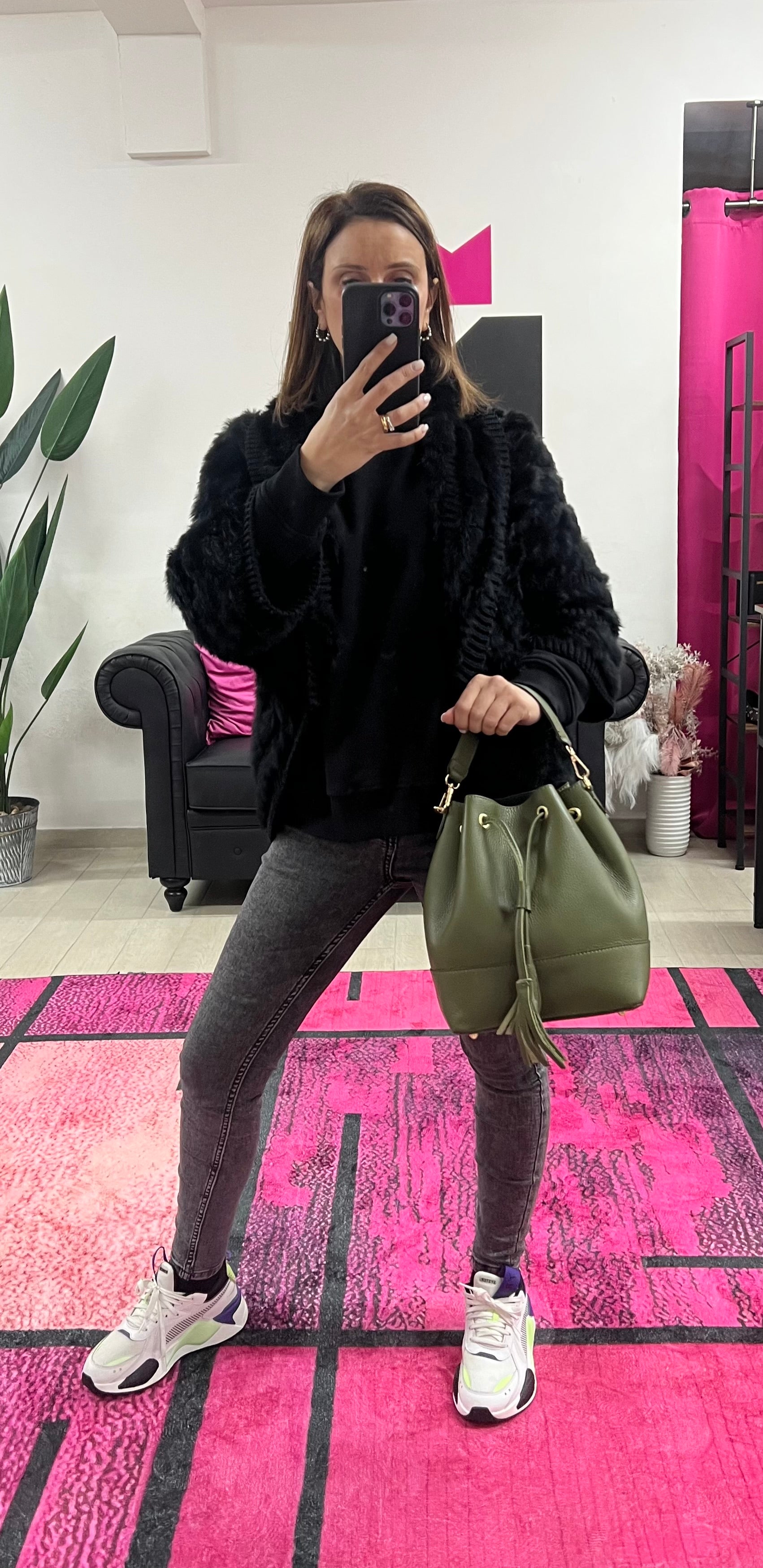 Sacchetto frange maxi verde militare