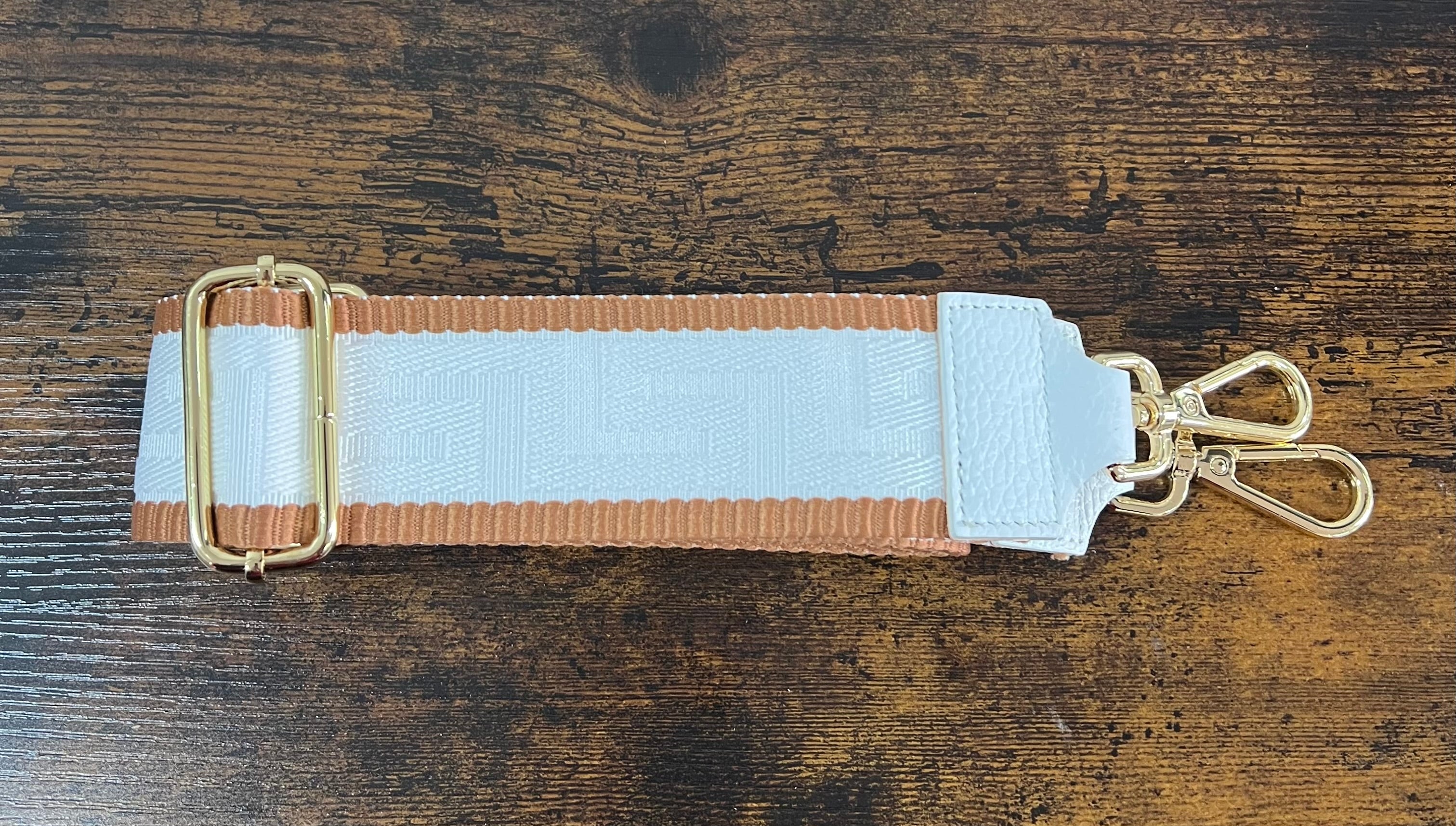 Tracolla greek bianco e bordi cuoio
