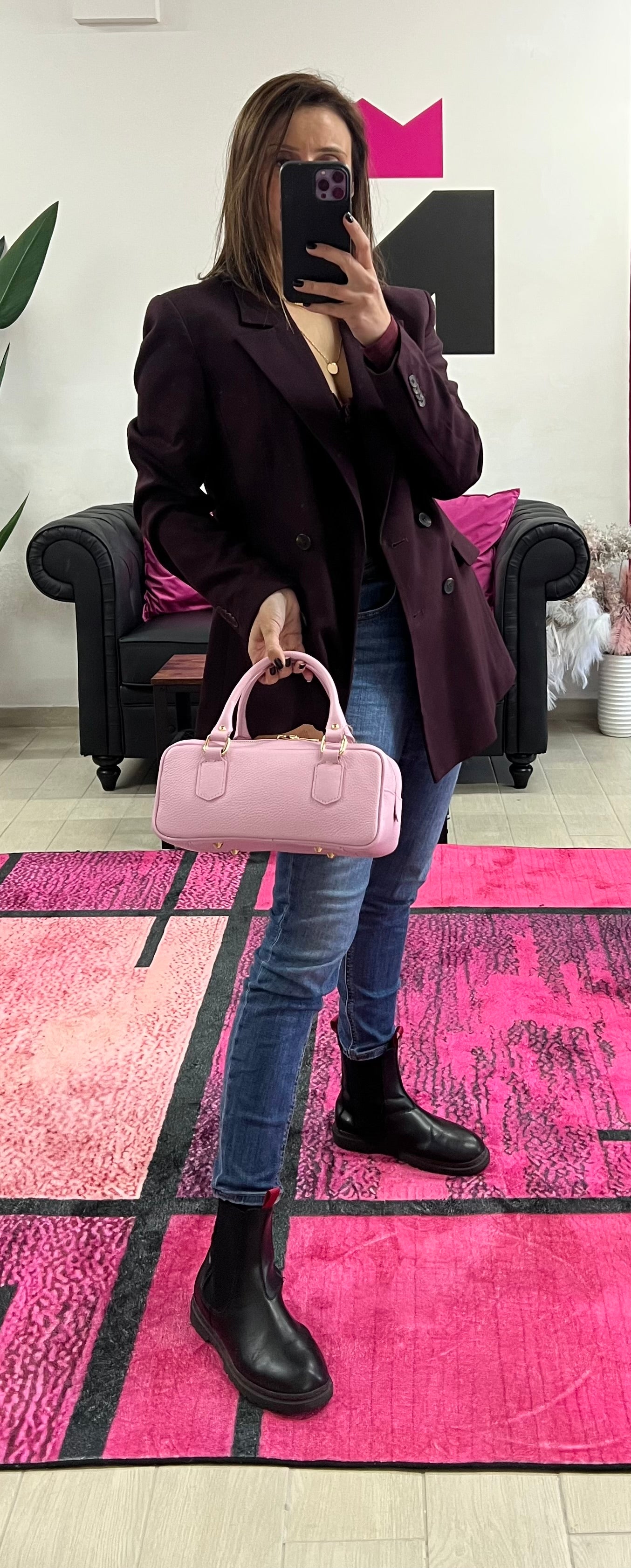 Bauletto rettangolare rosa tenue
