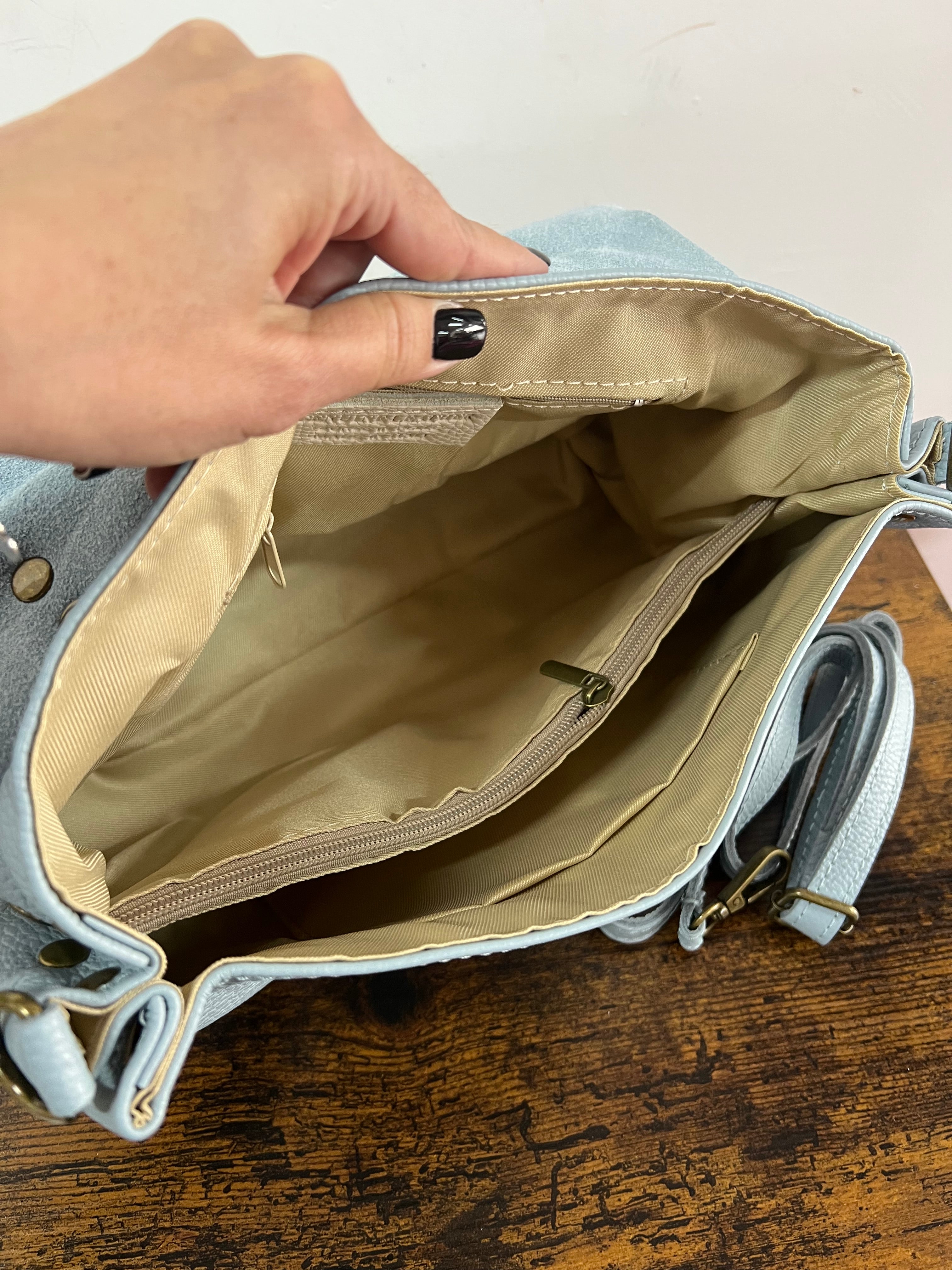 Country bag monocolore z media celeste