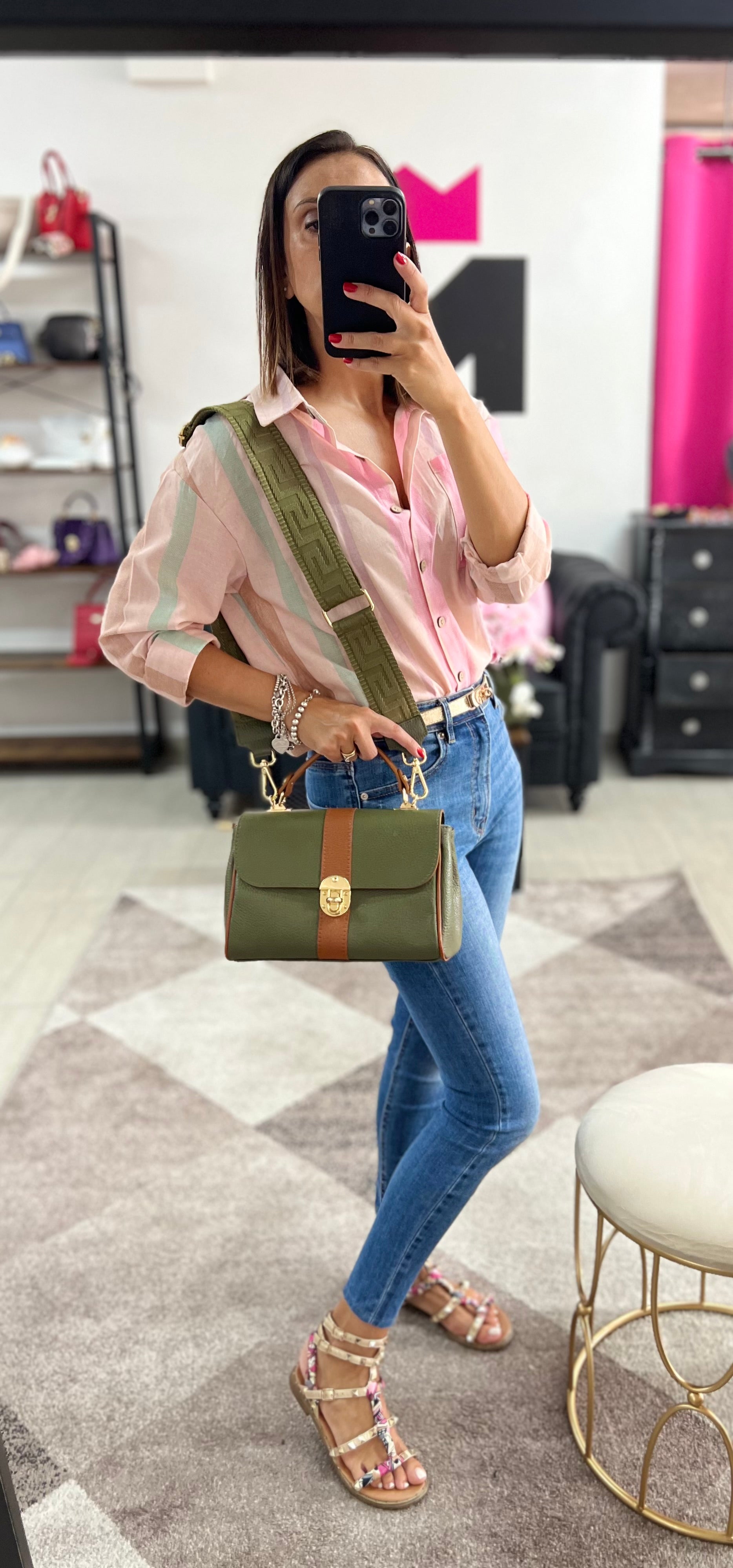 Trilly verde militare e cuoio e trac greek total