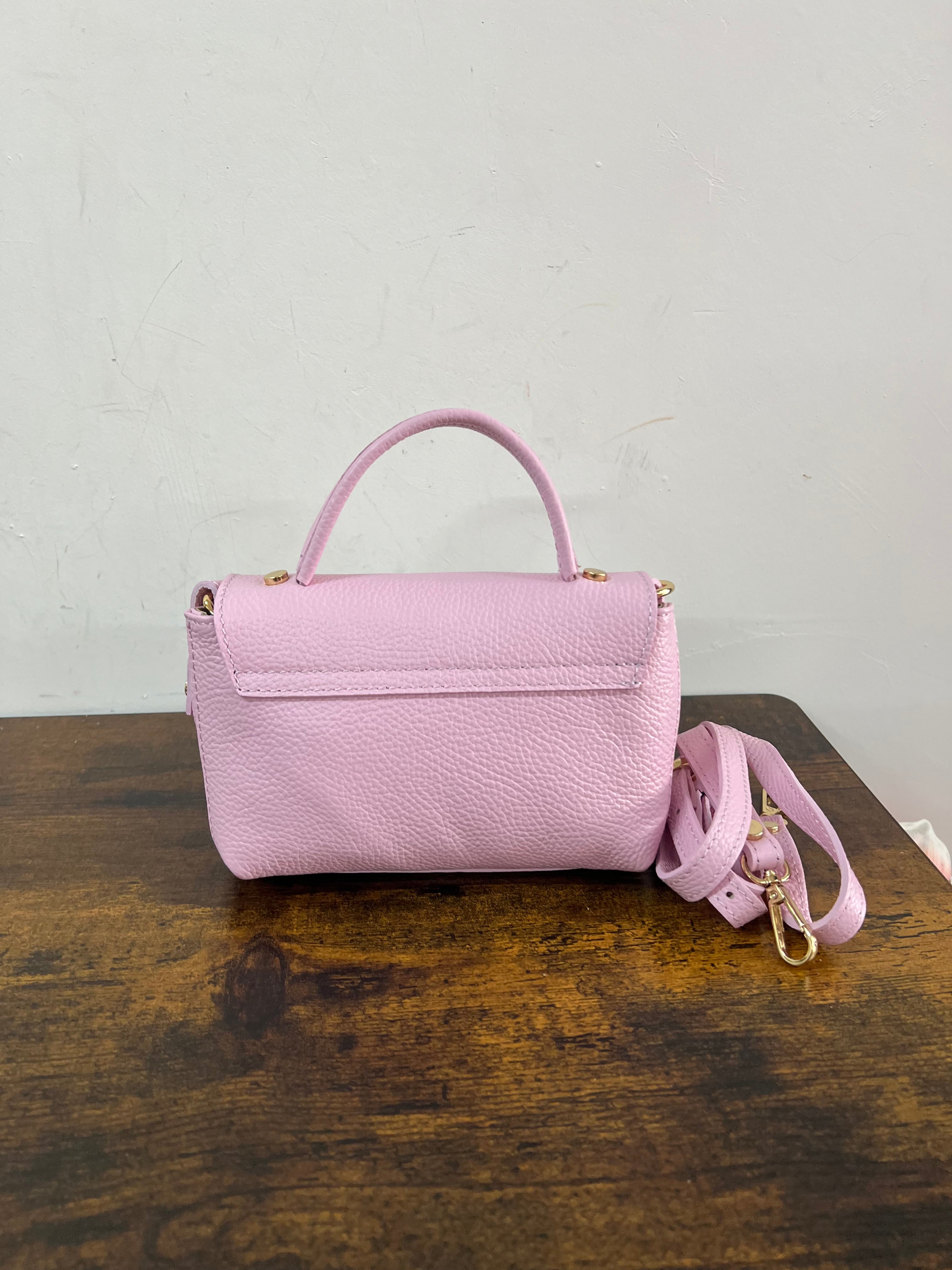 Country bag monocolore z pocket rosa tenue