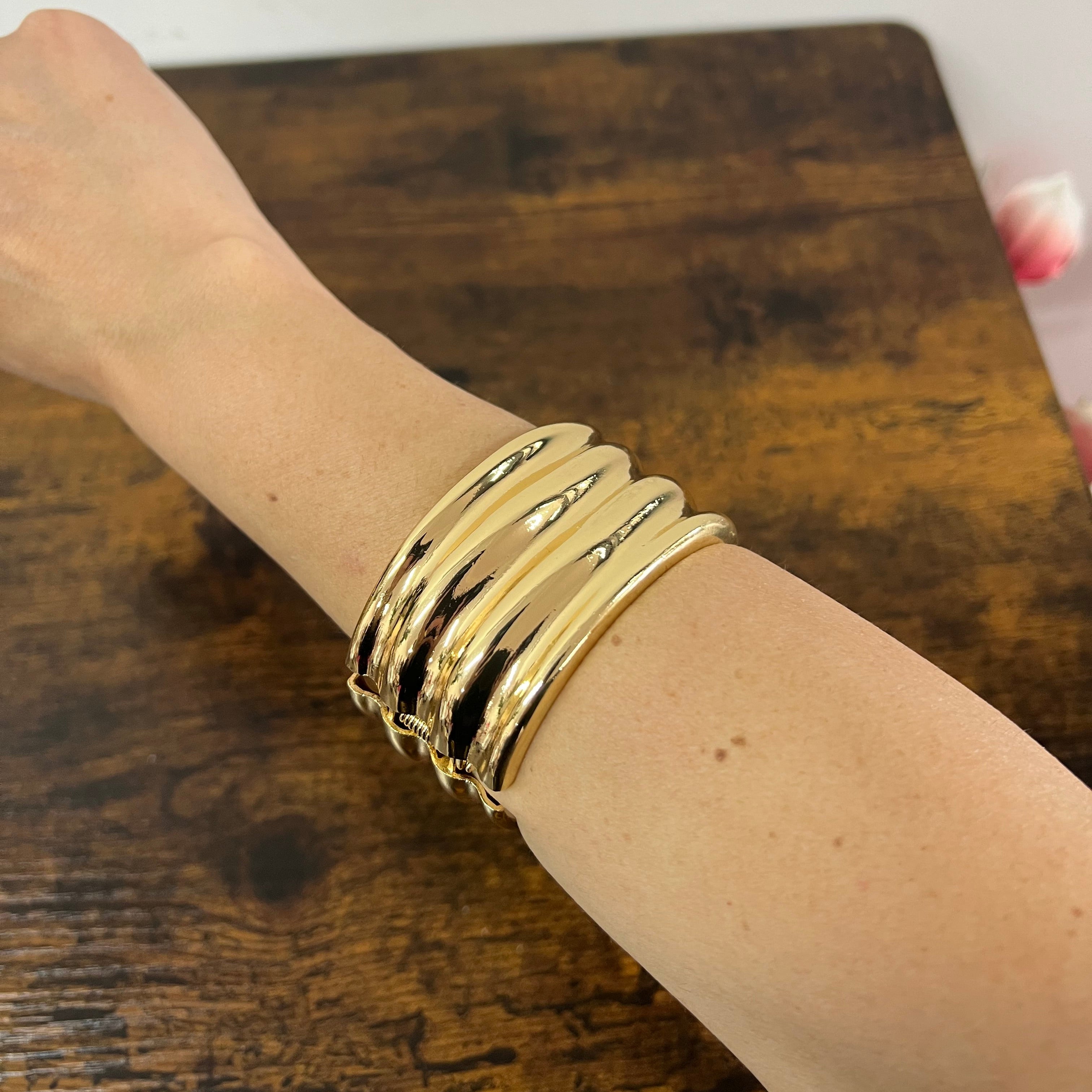 Bracciale rigido 3 onde dorato