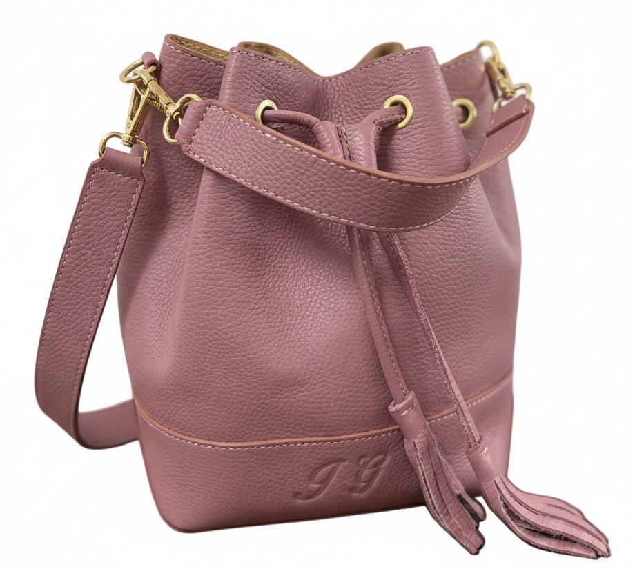Sacchetto frange maxi rosa antico
