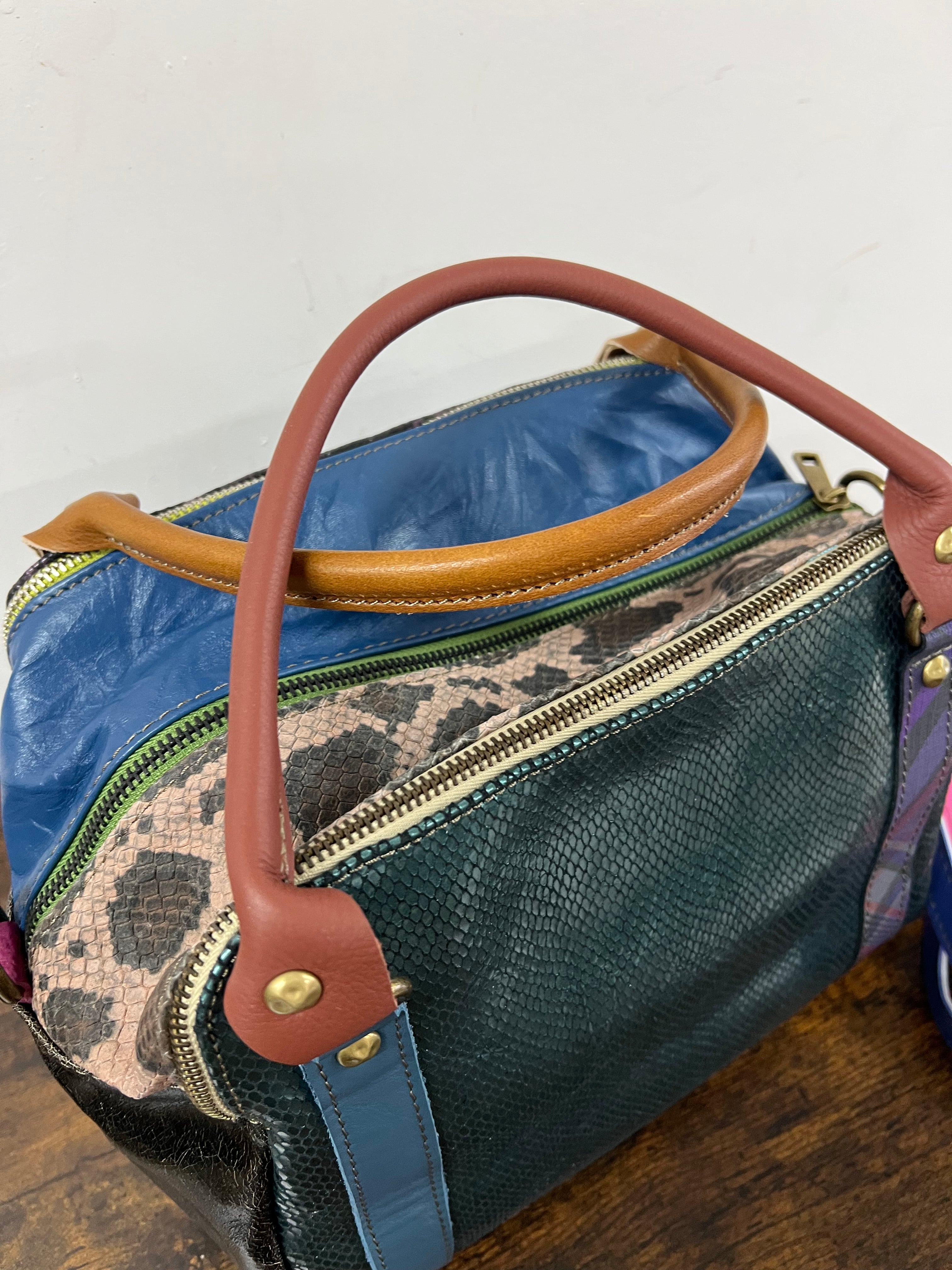 Country quadrotta patchwork petrolio
