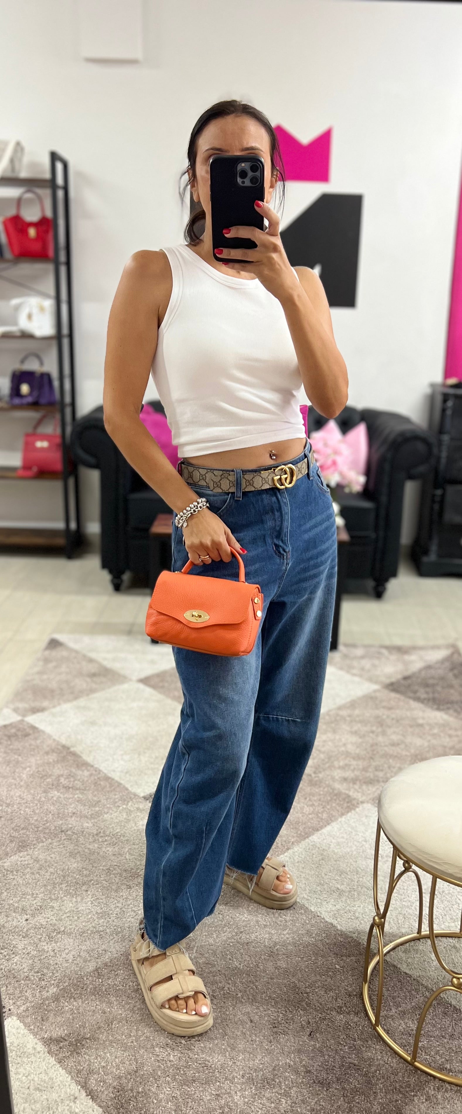 Country bag monocolore z pocket arancio