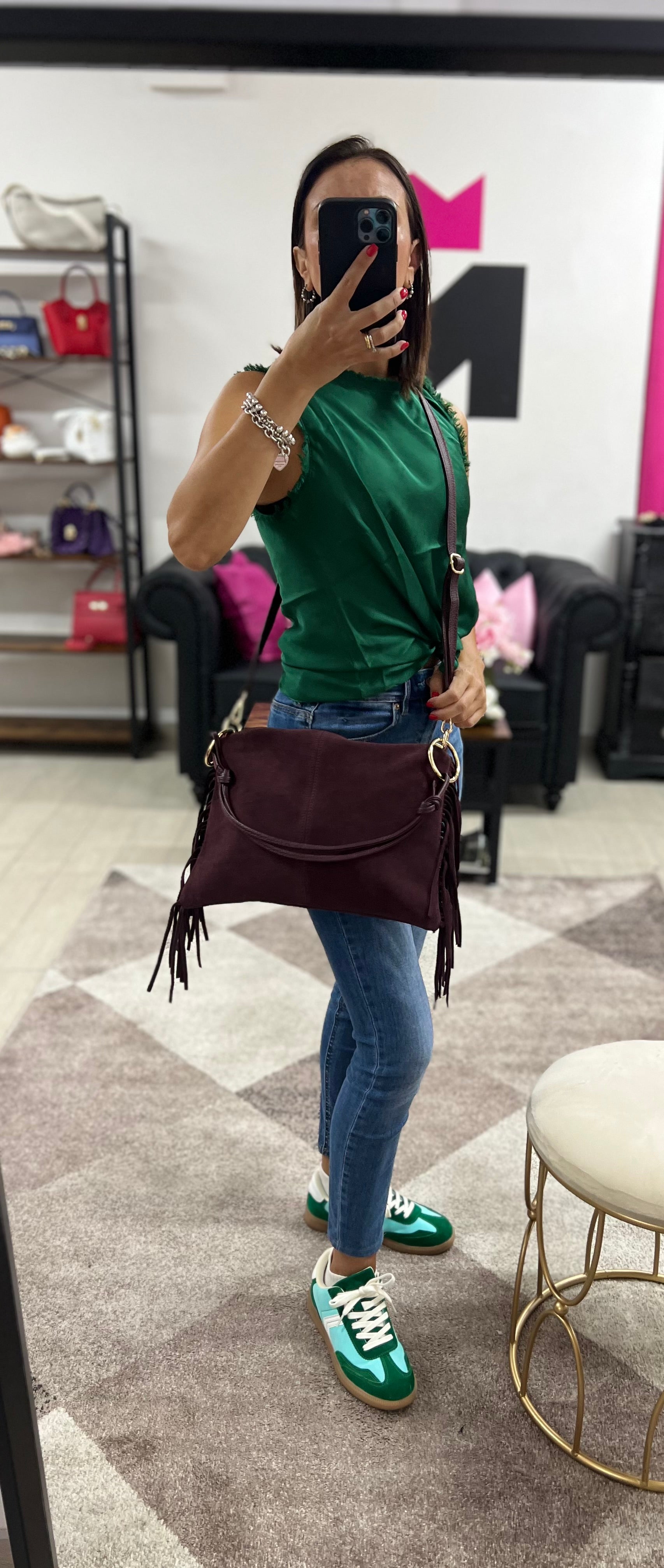 Ariel pelle suede bordeaux