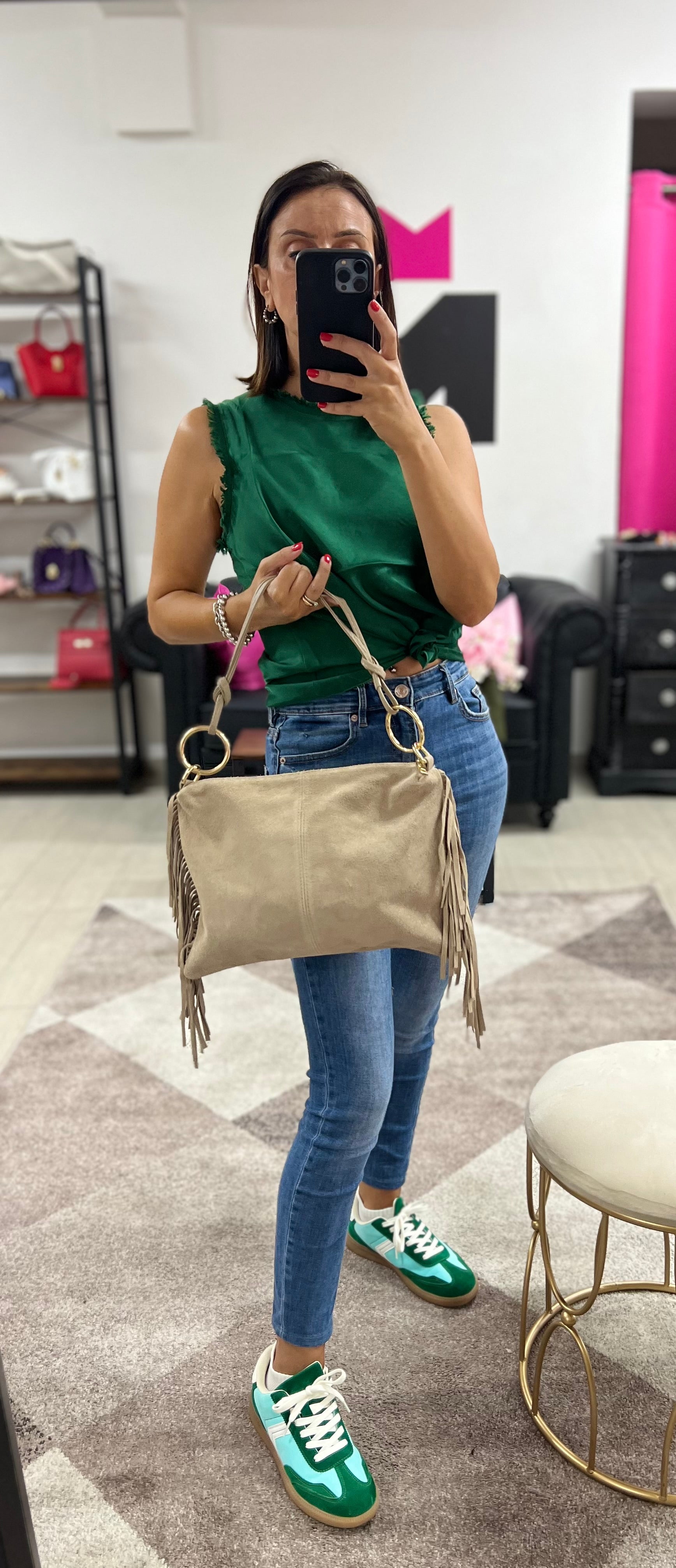 Ariel pelle suede tortora