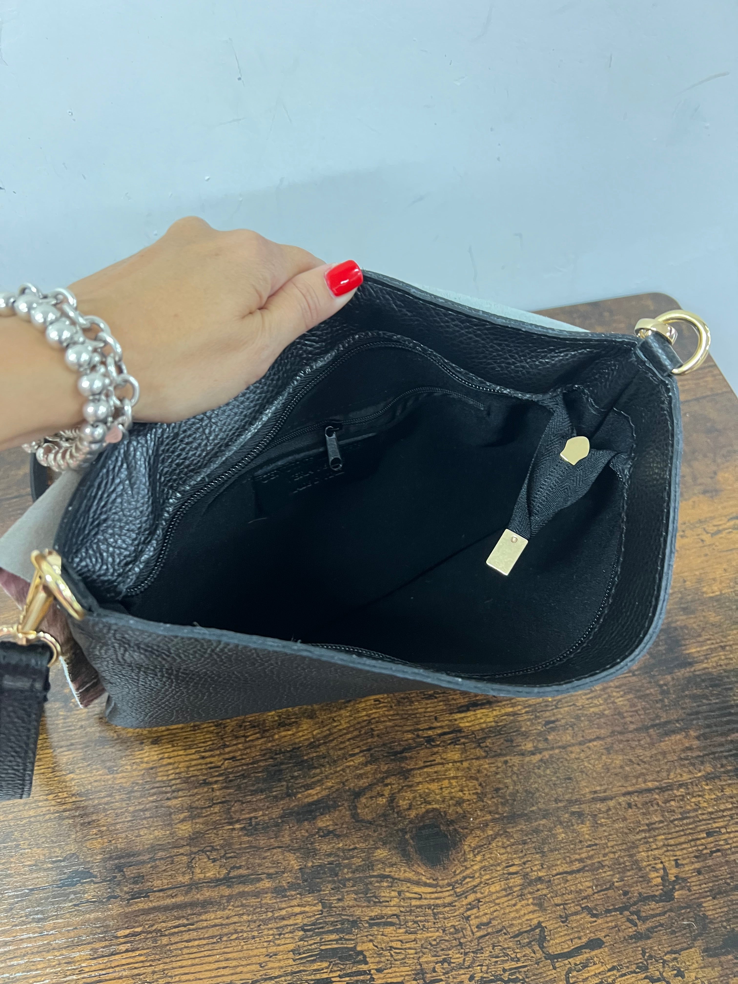 Pochette cavallino striato marrone pink