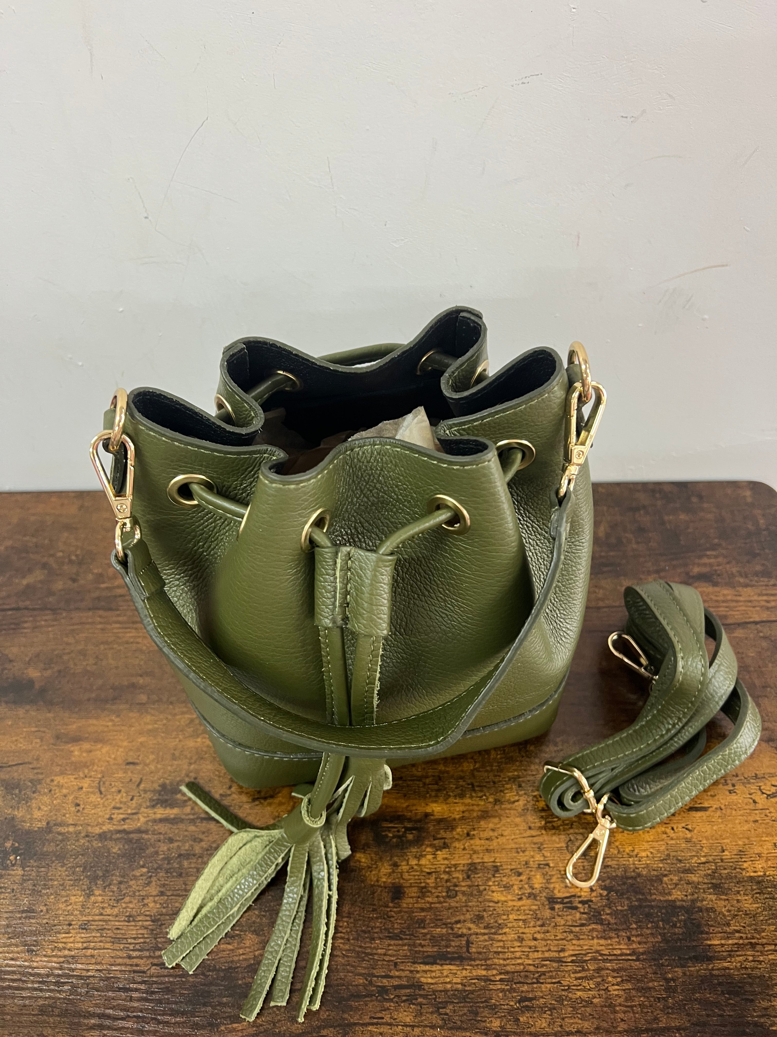 Sacchetto frange mini verde militare