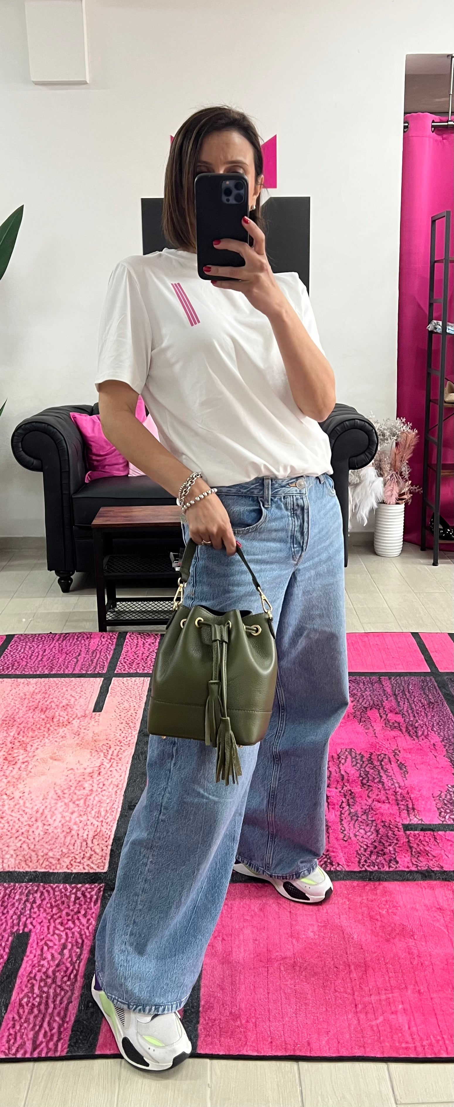 Sacchetto frange mini verde militare