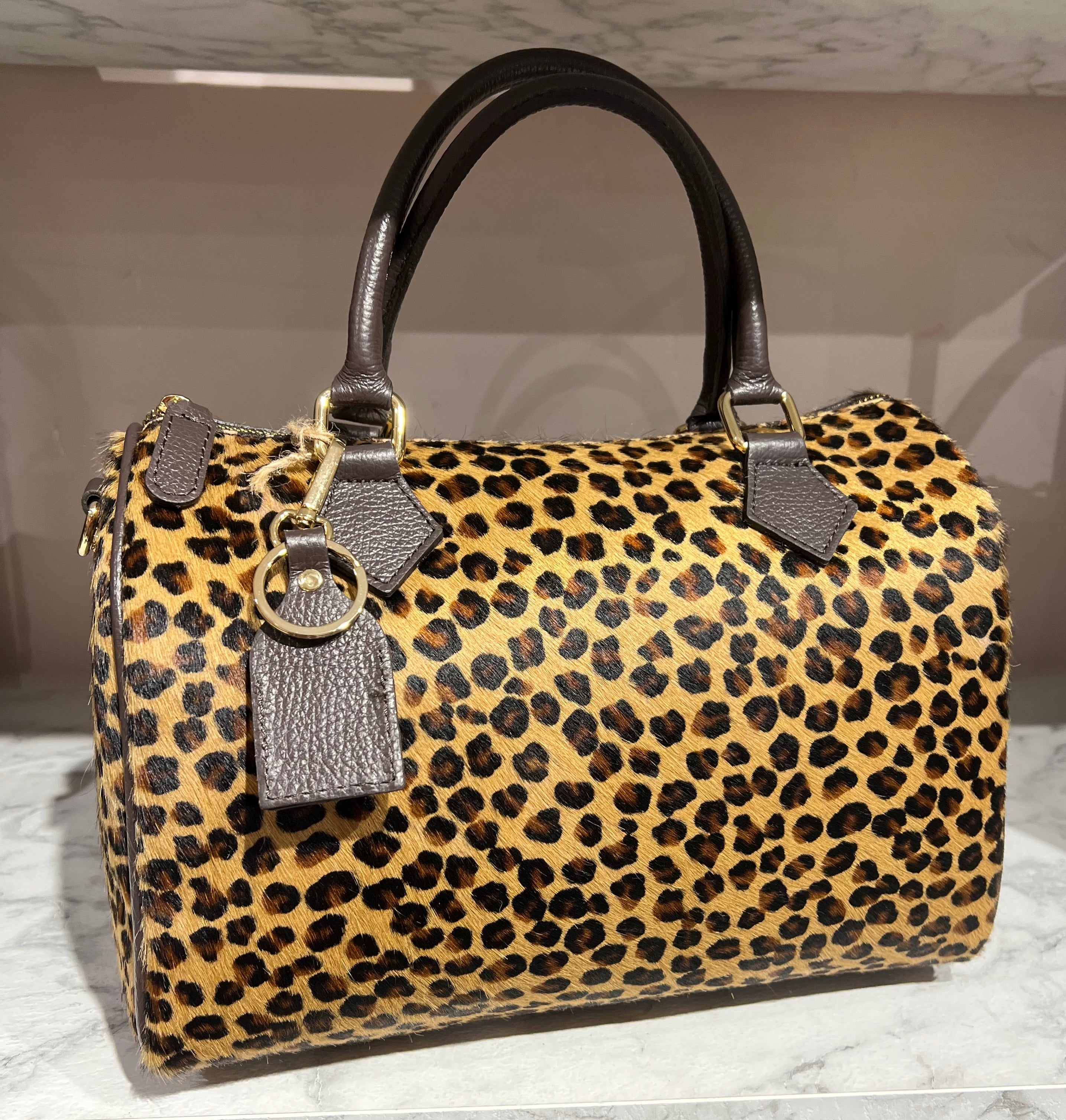 Maxi pony hair box bag with narrow strap