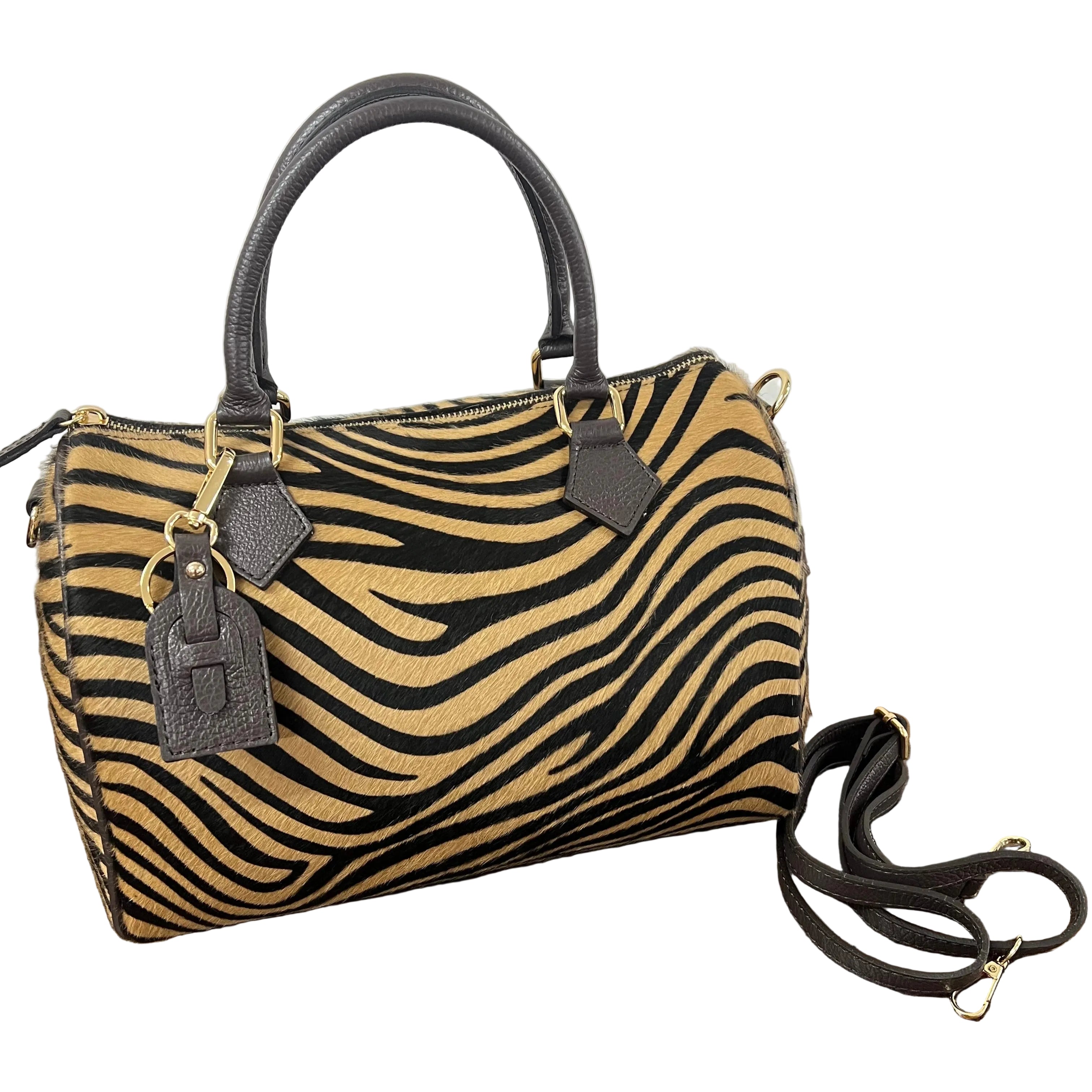 Bauletto maxi cavallino zebra marrone