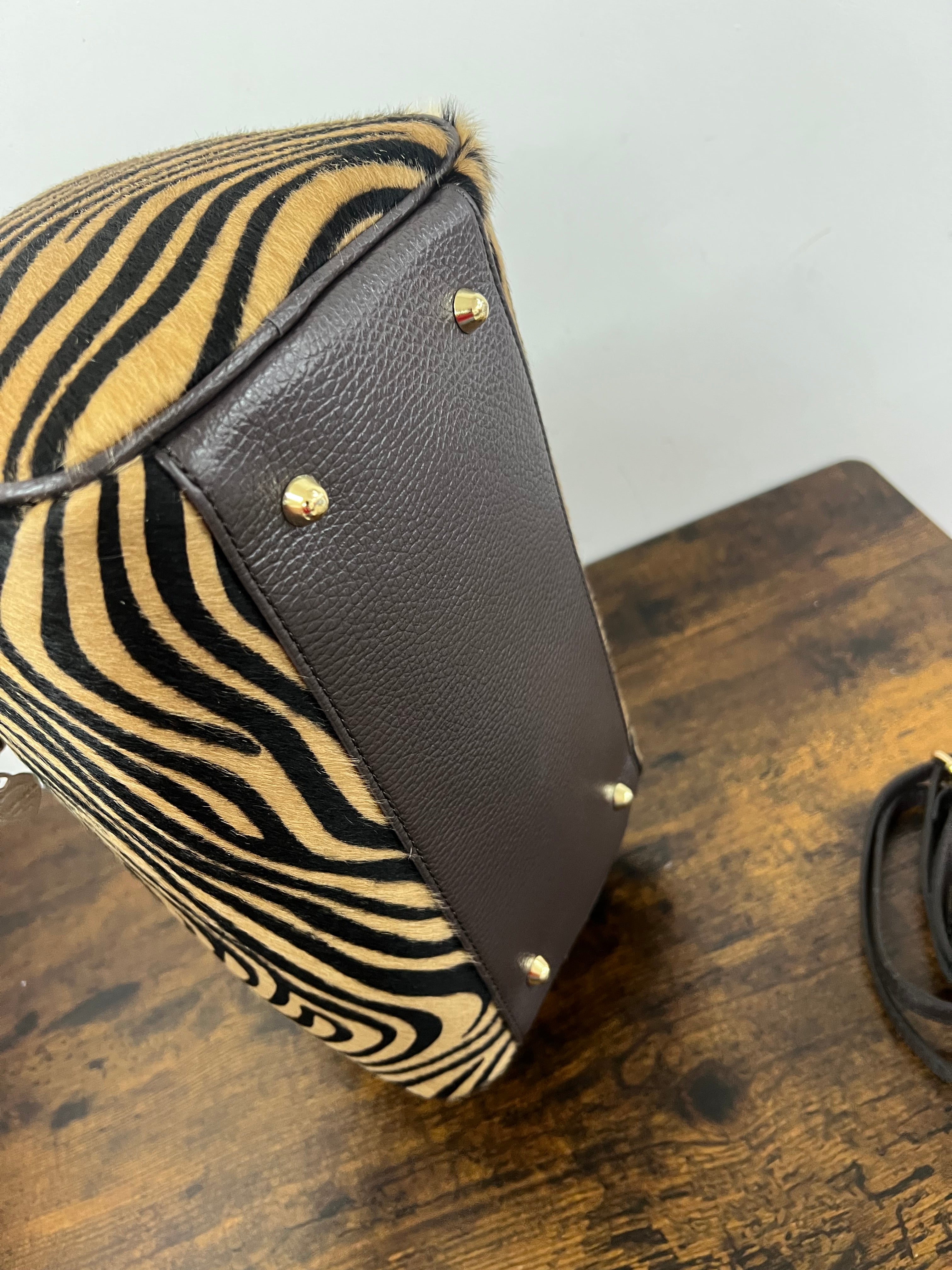 Bauletto maxi cavallino zebra marrone