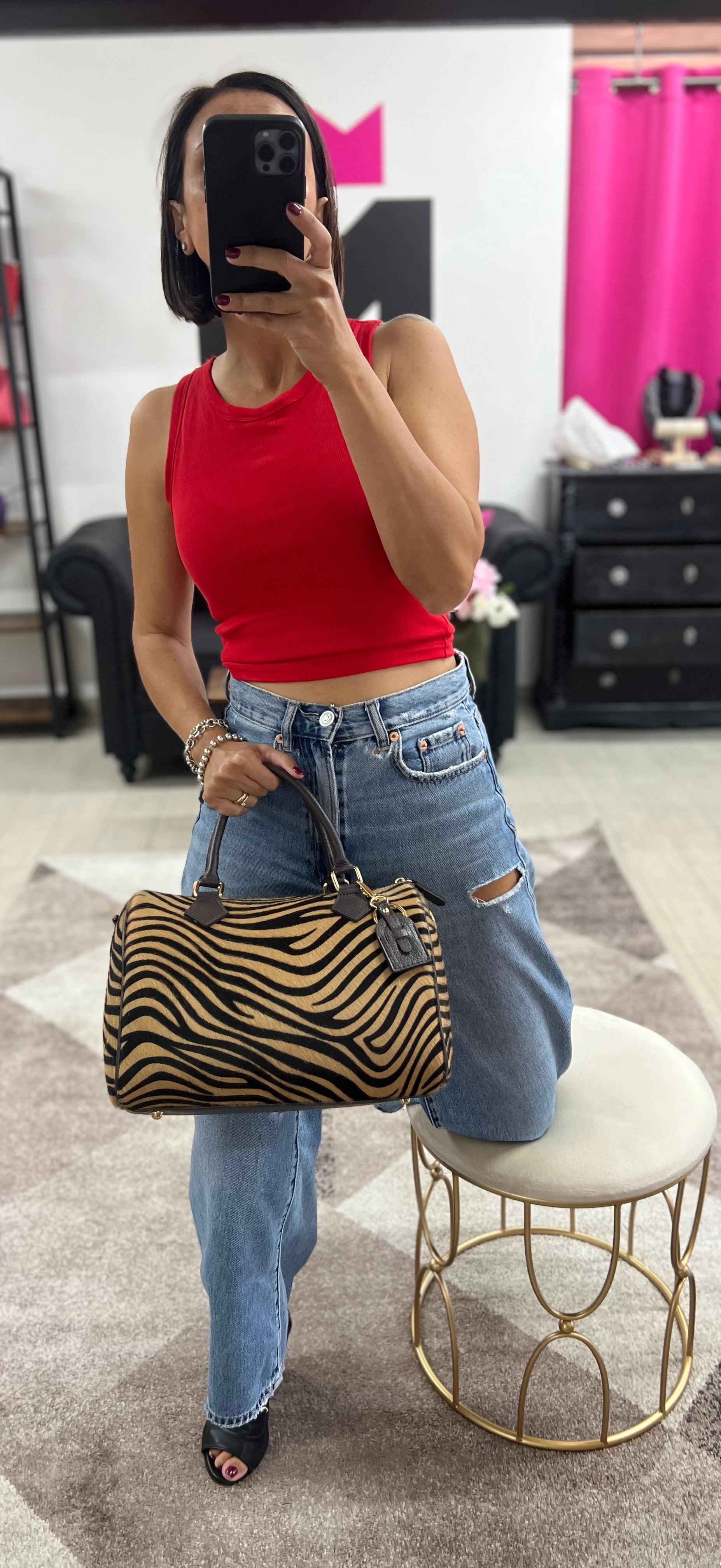 Bauletto maxi cavallino zebra marrone