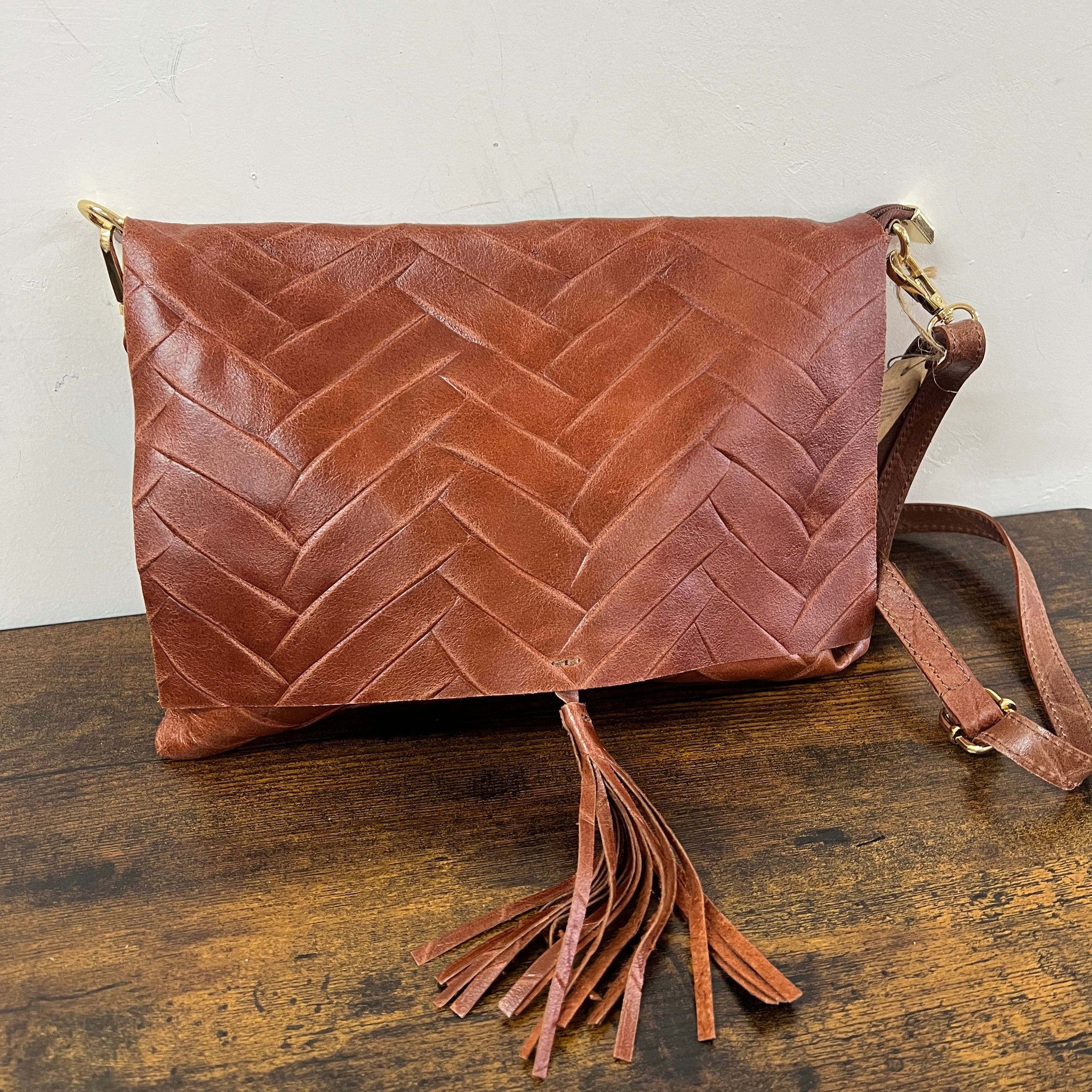 Pochette spiga cuoio