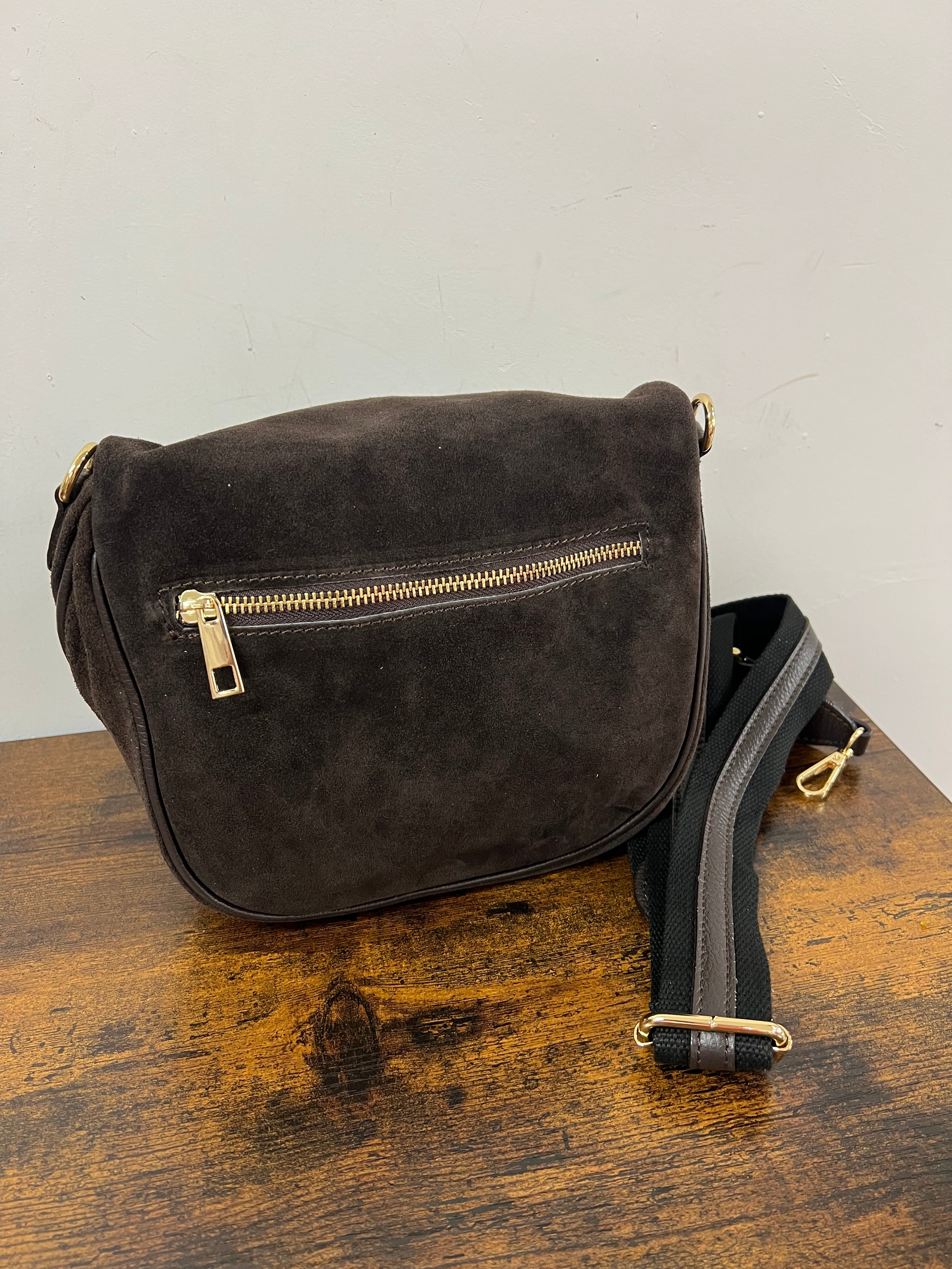 Marsupione z suede testa di moro