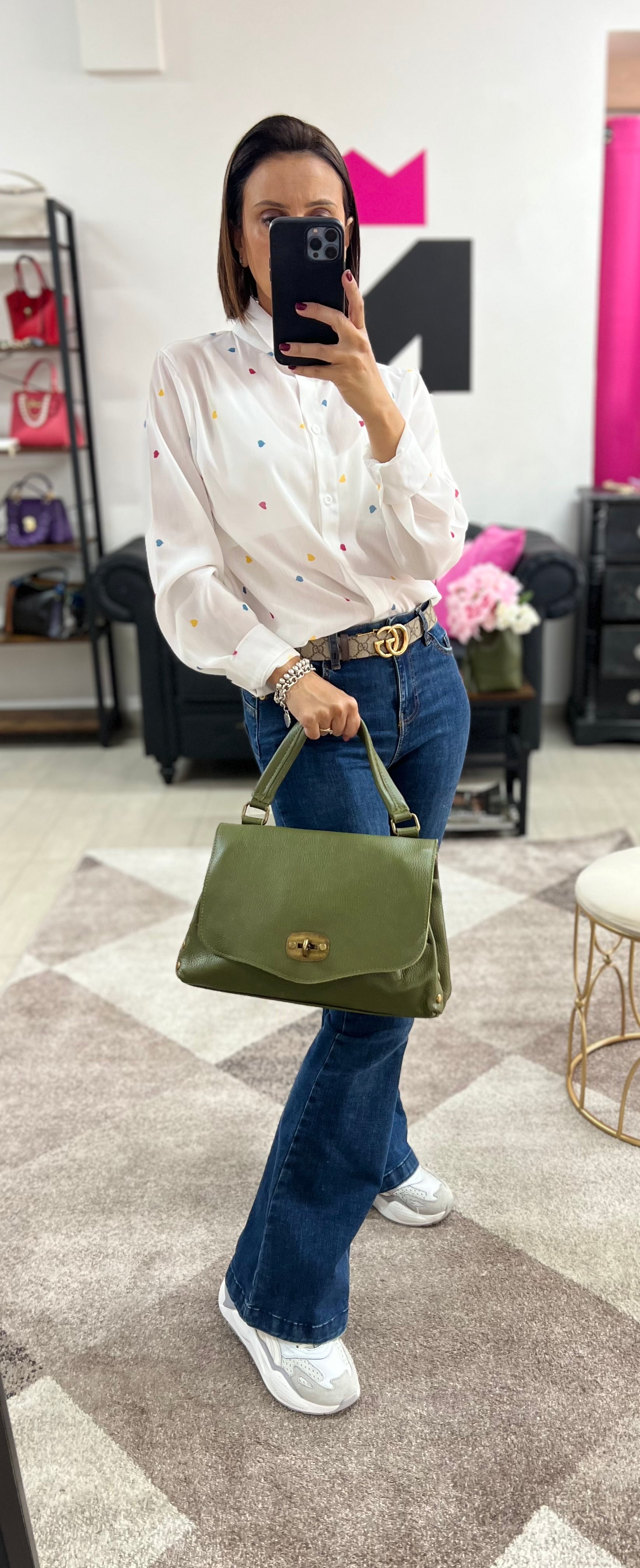Country bag monocolore z media verde militare