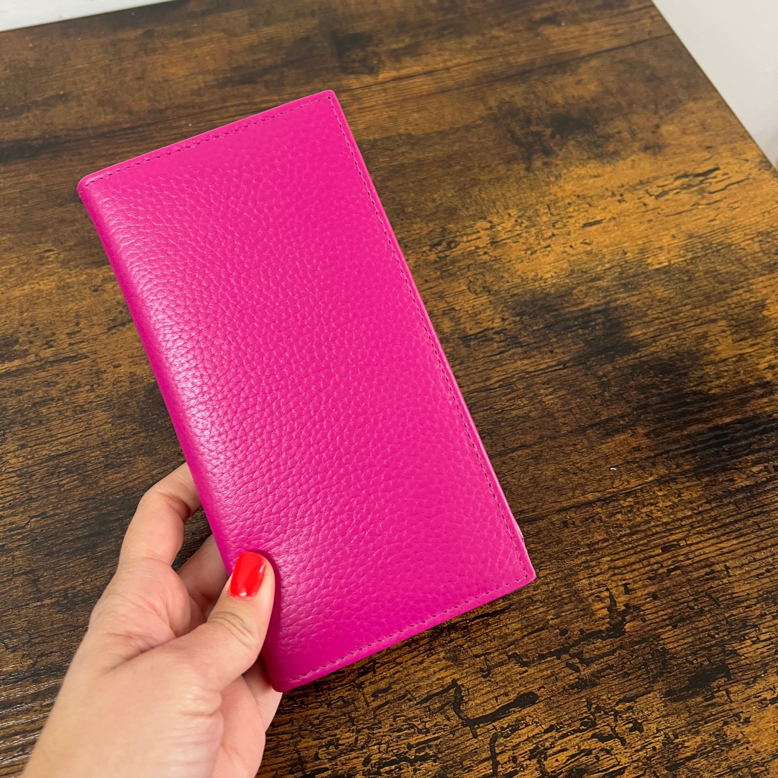 Large fuchsia card holder