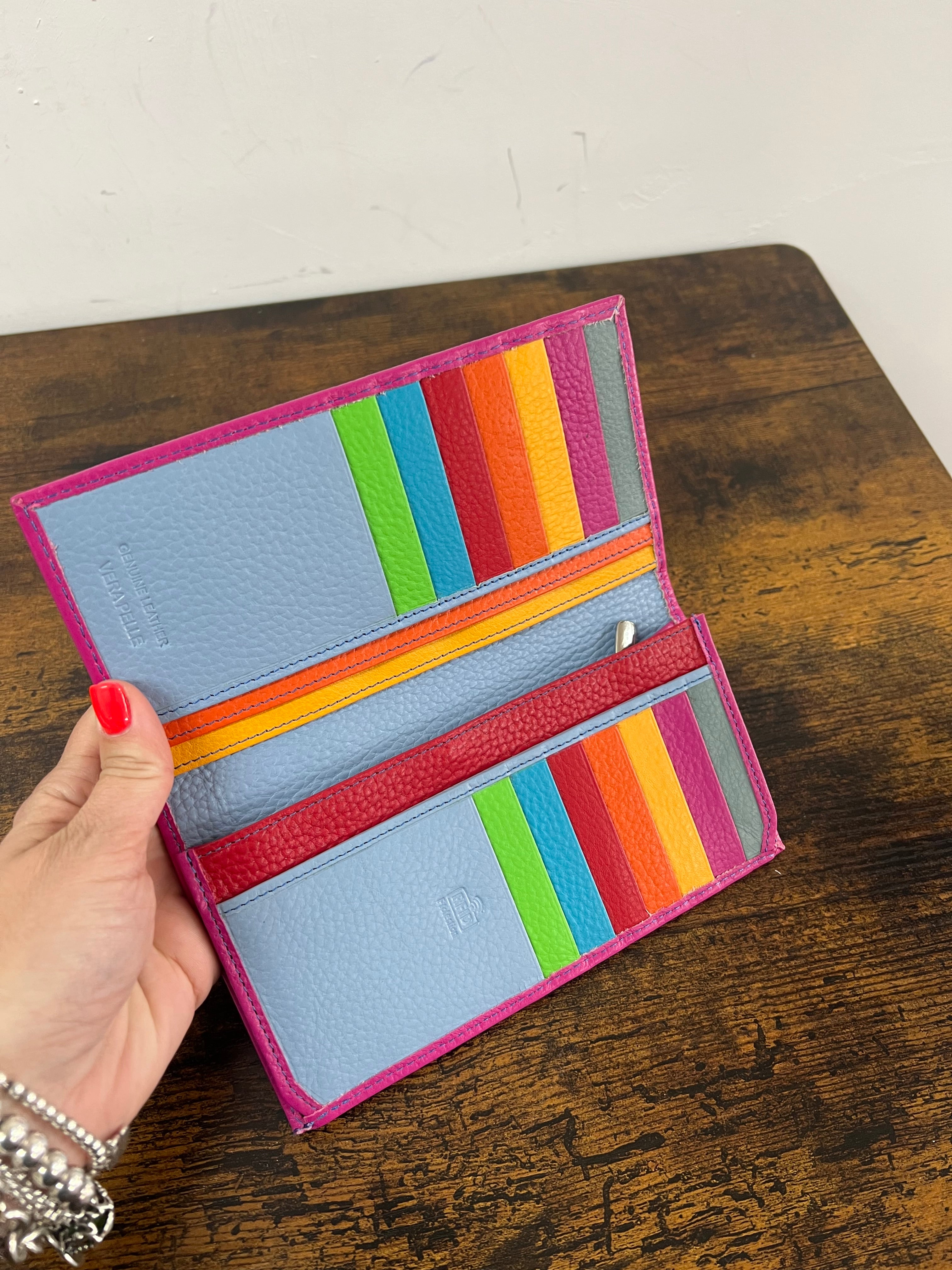 Large fuchsia card holder