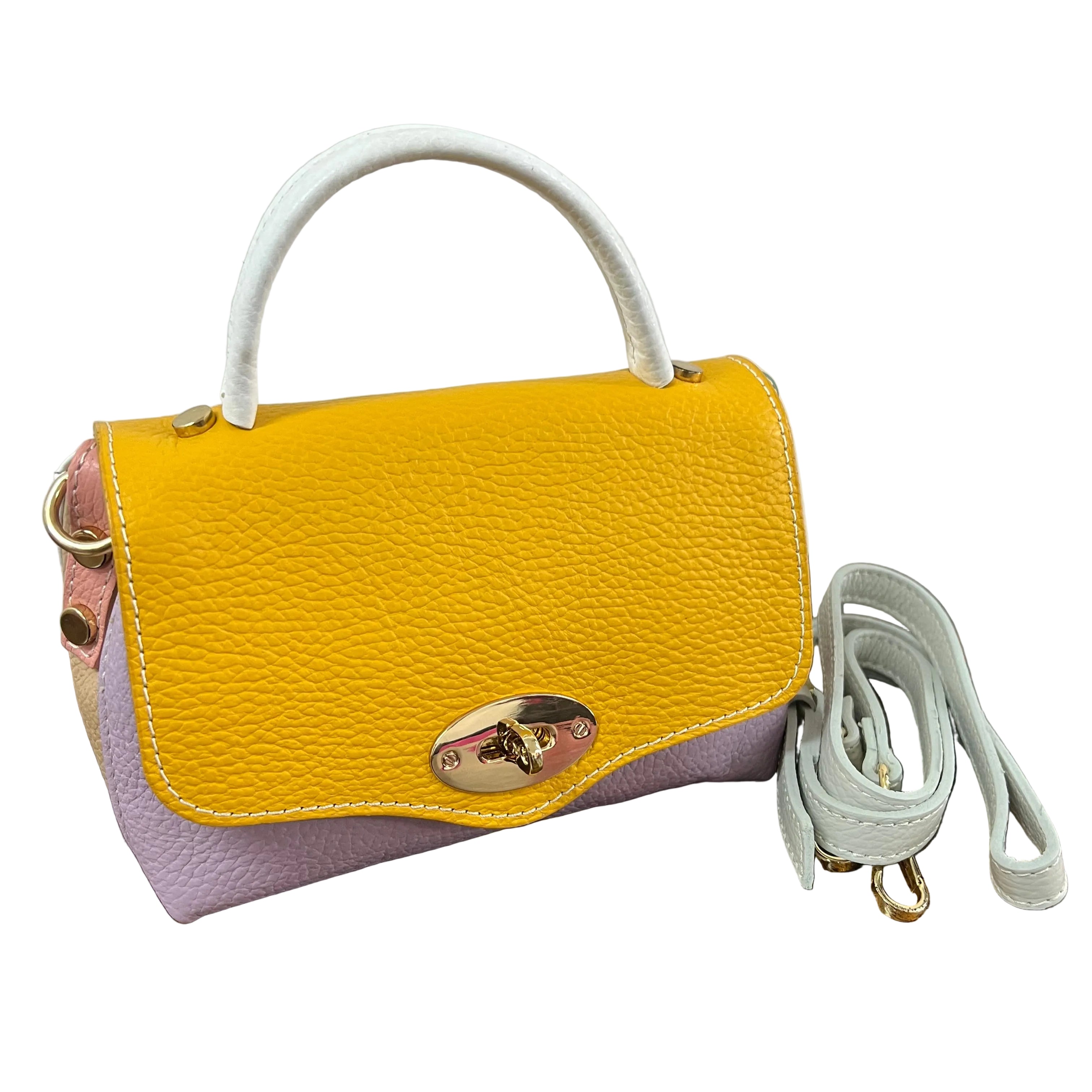 Country bag z pocket patchwork giallo e lilla