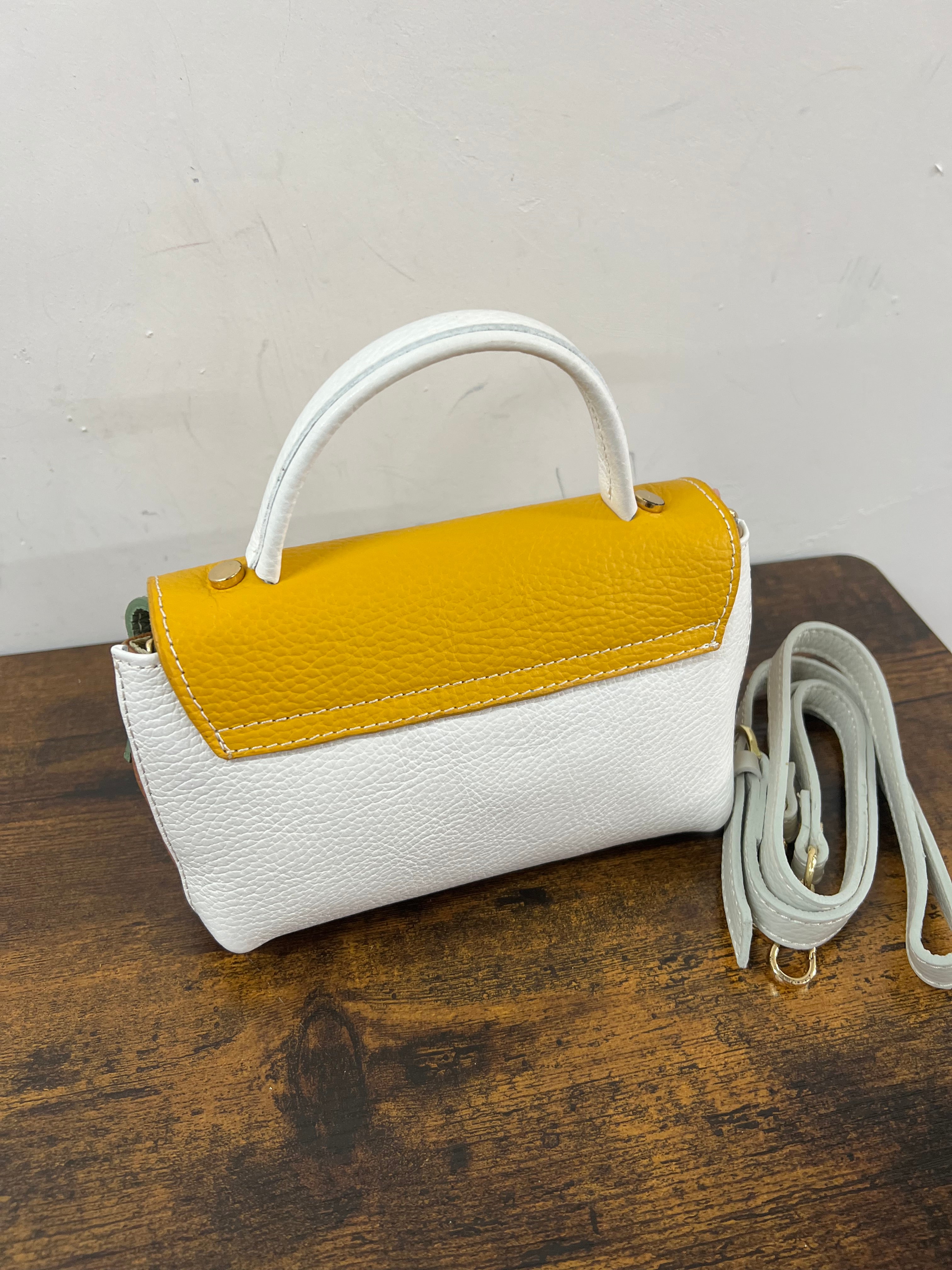 Country bag z pocket patchwork giallo e lilla