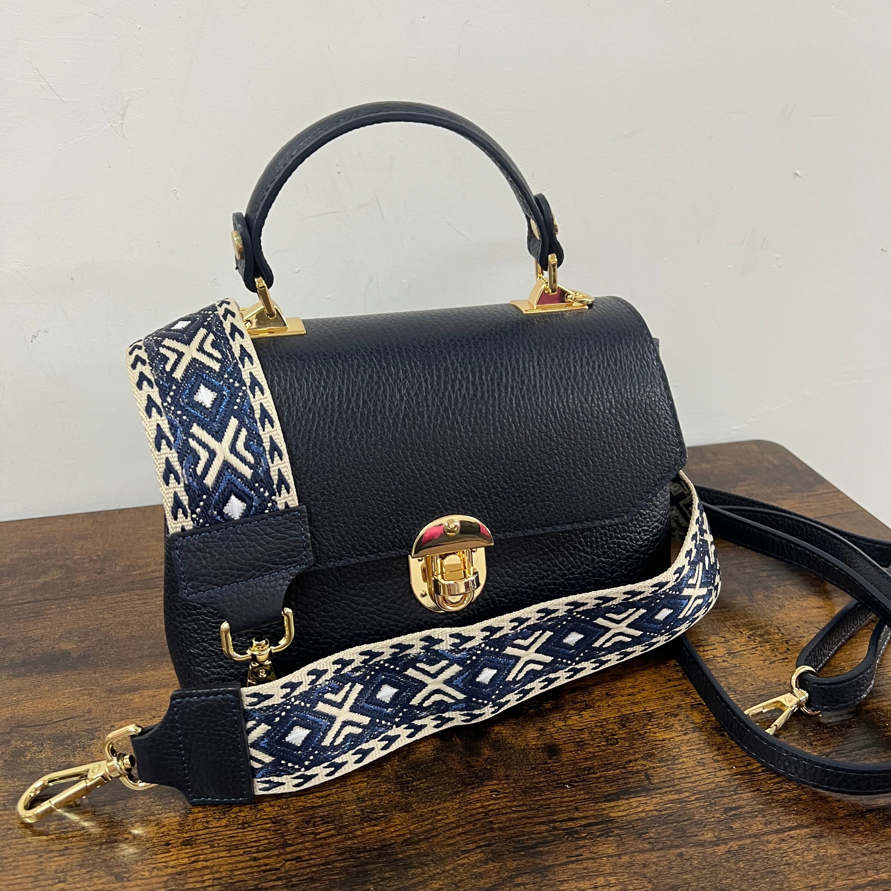 Clarissa mini blu navy e tracolla sandy